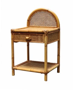 Table de chevet ou table basse Dal Vera en bambou et rotin, Italie, années 1960