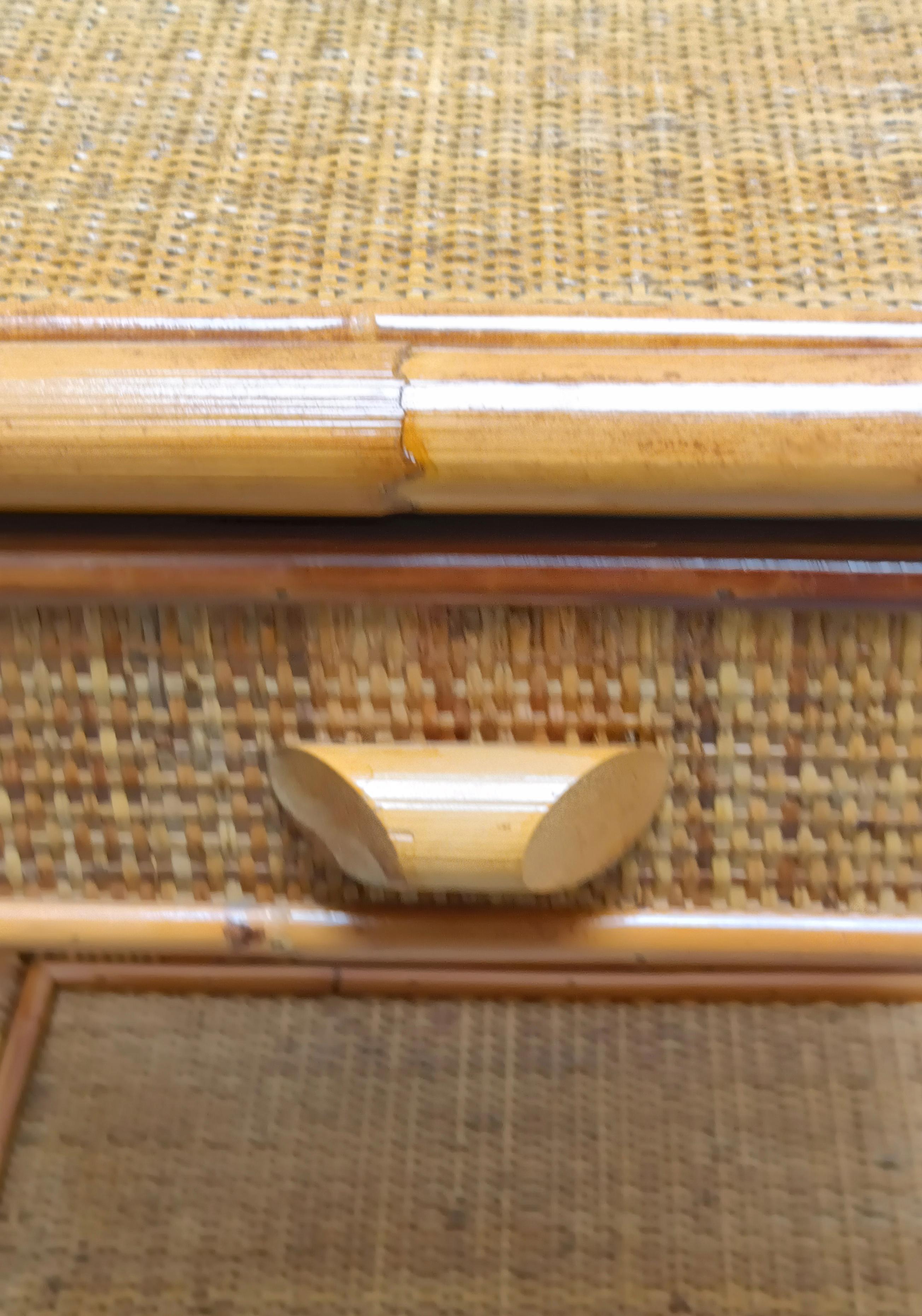 Mid-20th Century Table de chevet ou table basse Dal Vera en bambou et rotin, Italie, années 1960 en vente