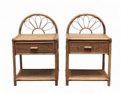 Dal Vera Ein Paar Nachttische aus Bambus und Rattan, Italien 1960er Jahre