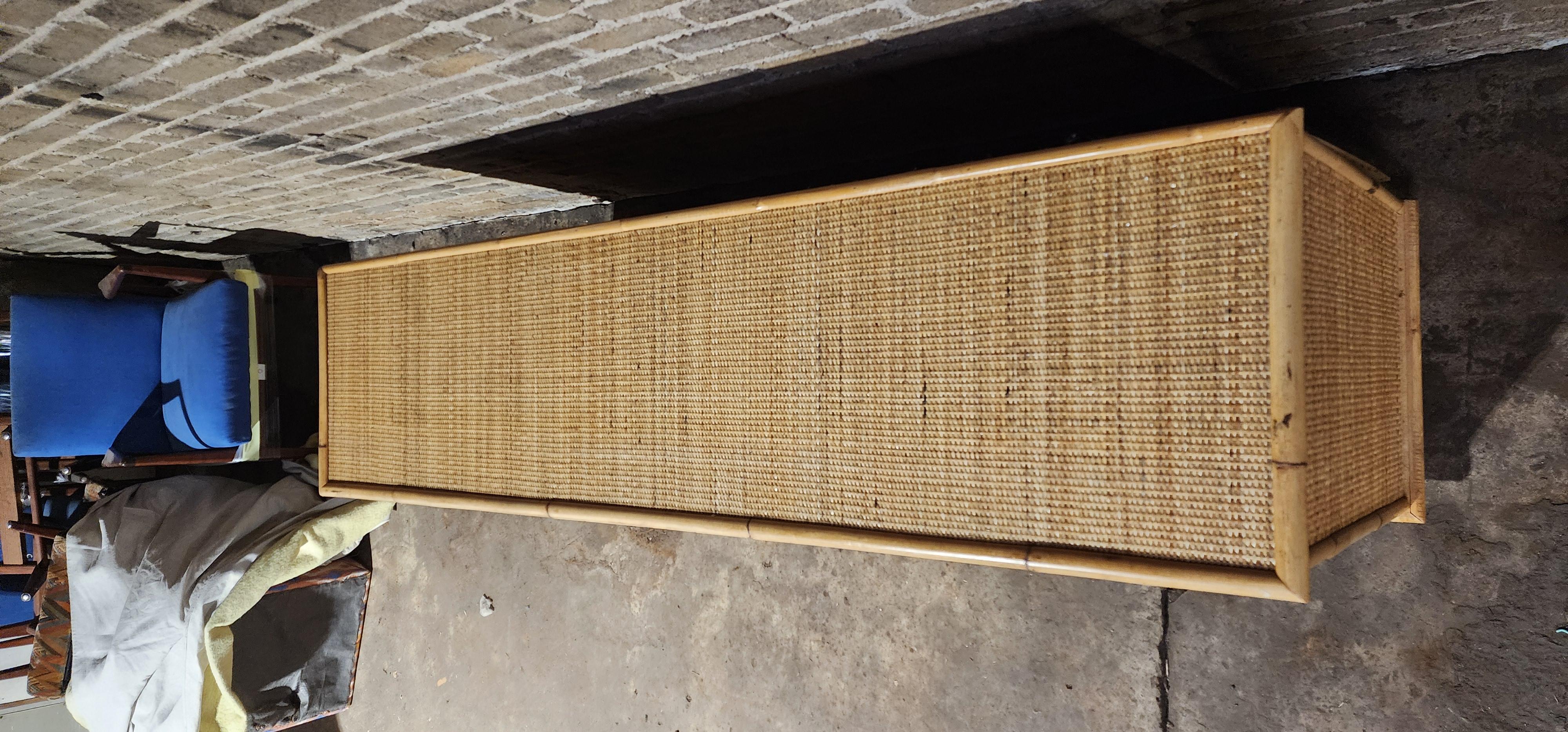 Dal Vera Credenza, Bamboo & Rattan, Made in Italy, 1970s en venta 3