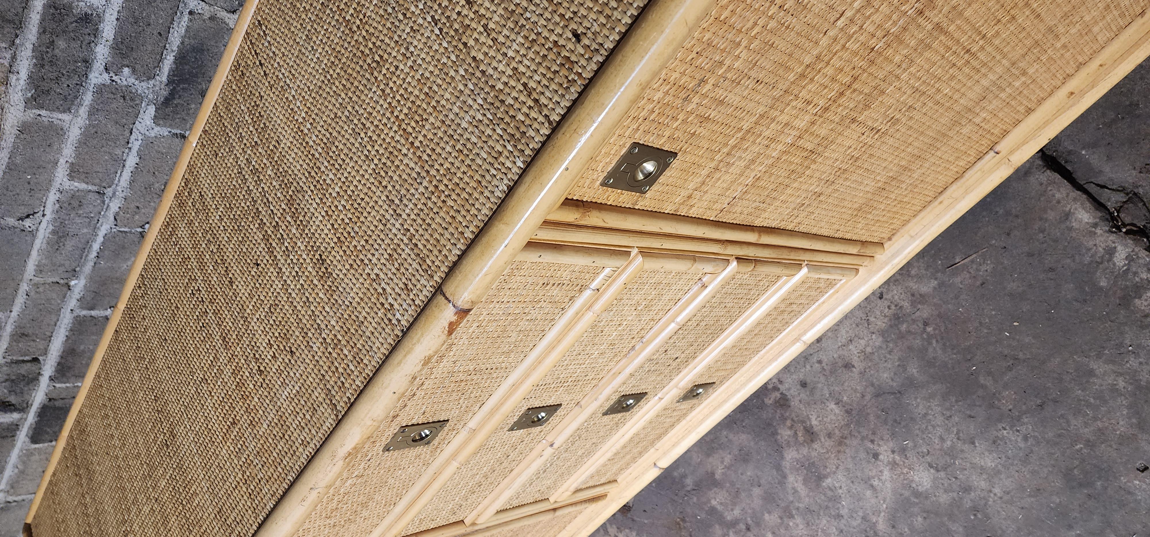 Dal Vera Credenza, Bamboo & Rattan, Made in Italy, 1970s en venta 4