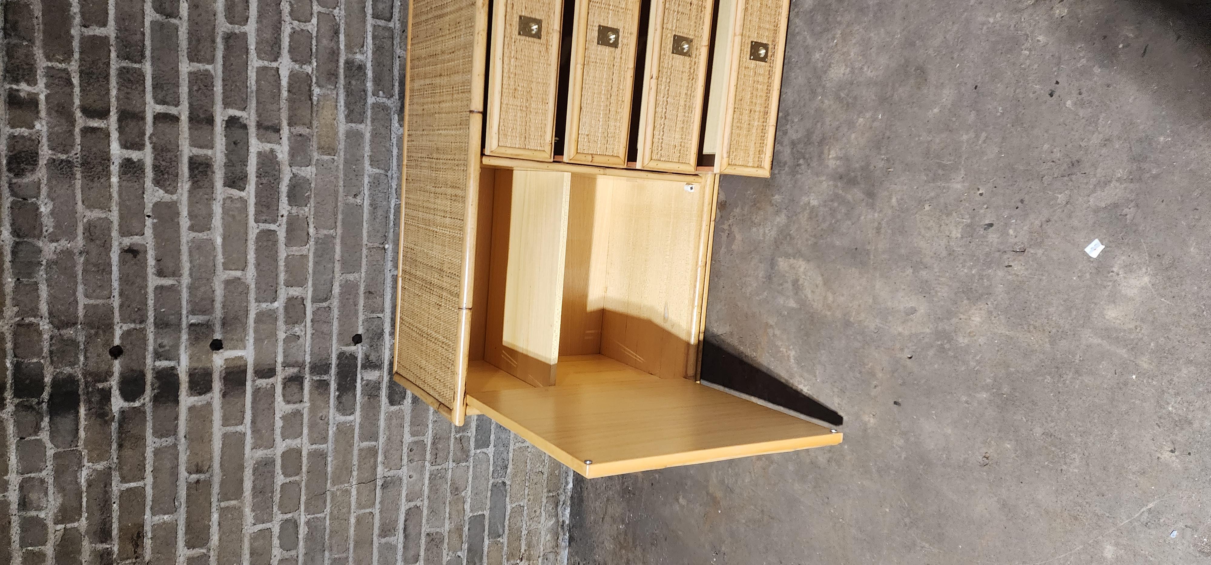 Dal Vera Credenza, Bamboo & Rattan, Made in Italy, 1970s en Bueno estado para la venta en Philadelphia, PA