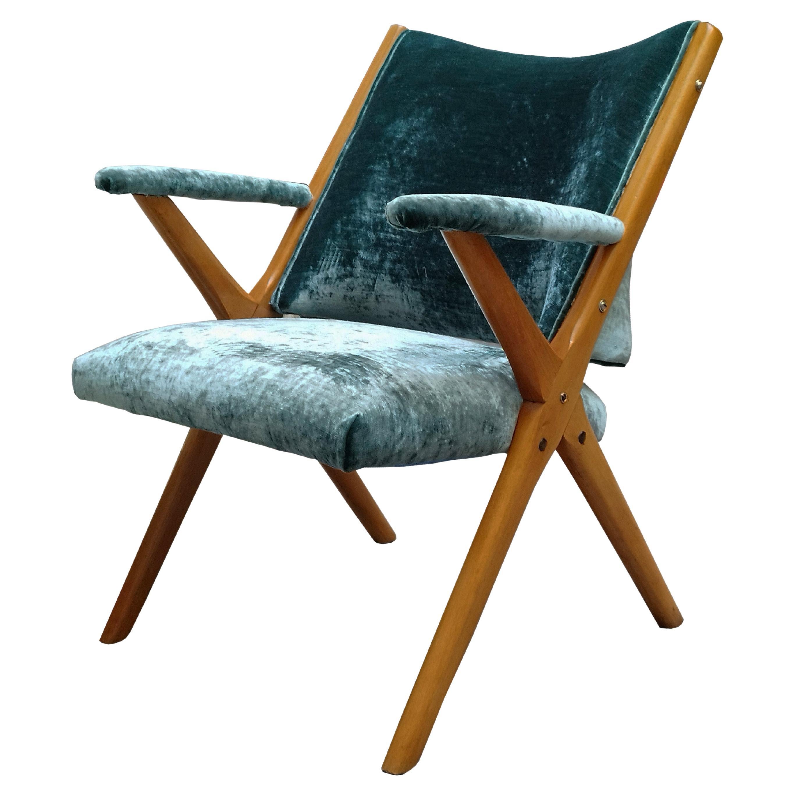 Fauteuil Dal Vera en tissu vert, Italie 1960