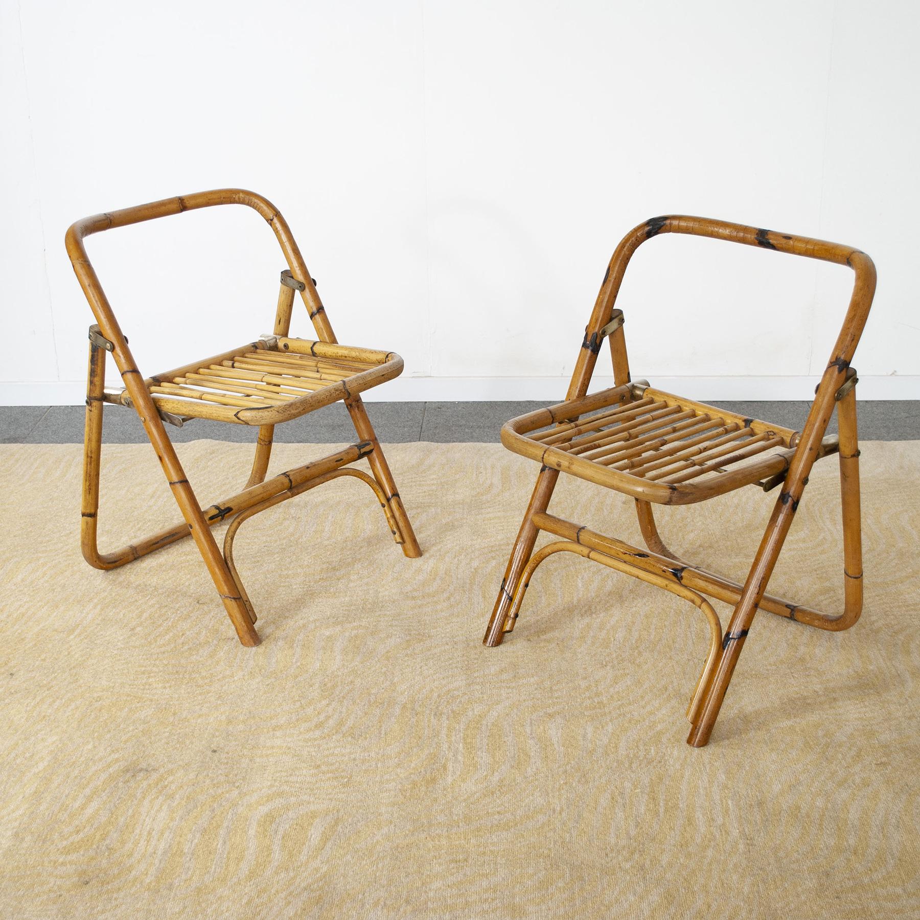 Mid-Century Modern Dal Vera Italian Mid Century Pair of Bamboo Chairs For Sale