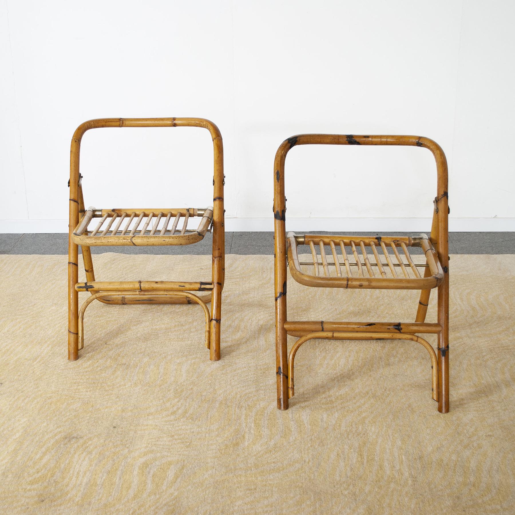 Dal Vera Italian Mid Century Pair of Bamboo Chairs In Good Condition For Sale In bari, IT
