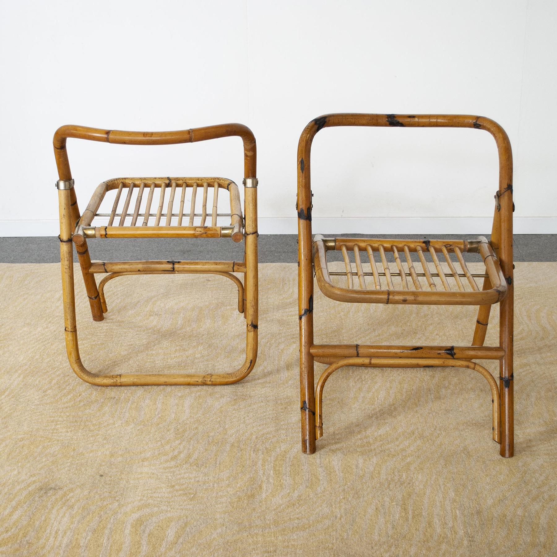 Mid-20th Century Dal Vera Italian Mid Century Pair of Bamboo Chairs For Sale
