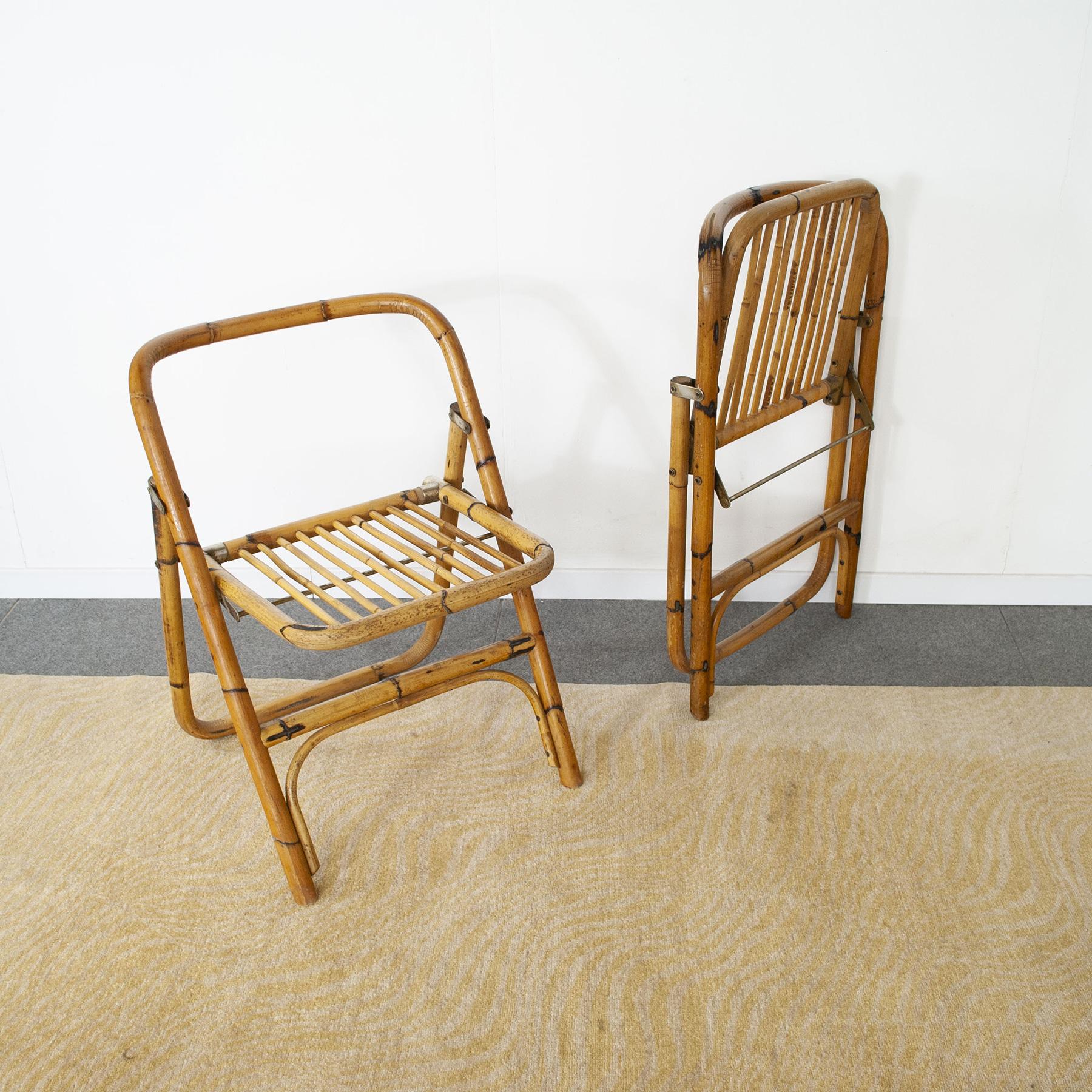 Dal Vera Italian Mid Century Pair of Bamboo Chairs For Sale 1