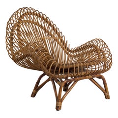 Dal Vera, Lounge Chair, Bamboo, Rattan, Italy, 1960s