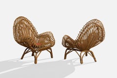 Dal Vera, Lounge Chairs, Bamboo, Rattan, Fabric, Italy, 1960s