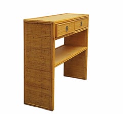 Dal Vera Rattan and Bamboo Consolle, Italy 1960s