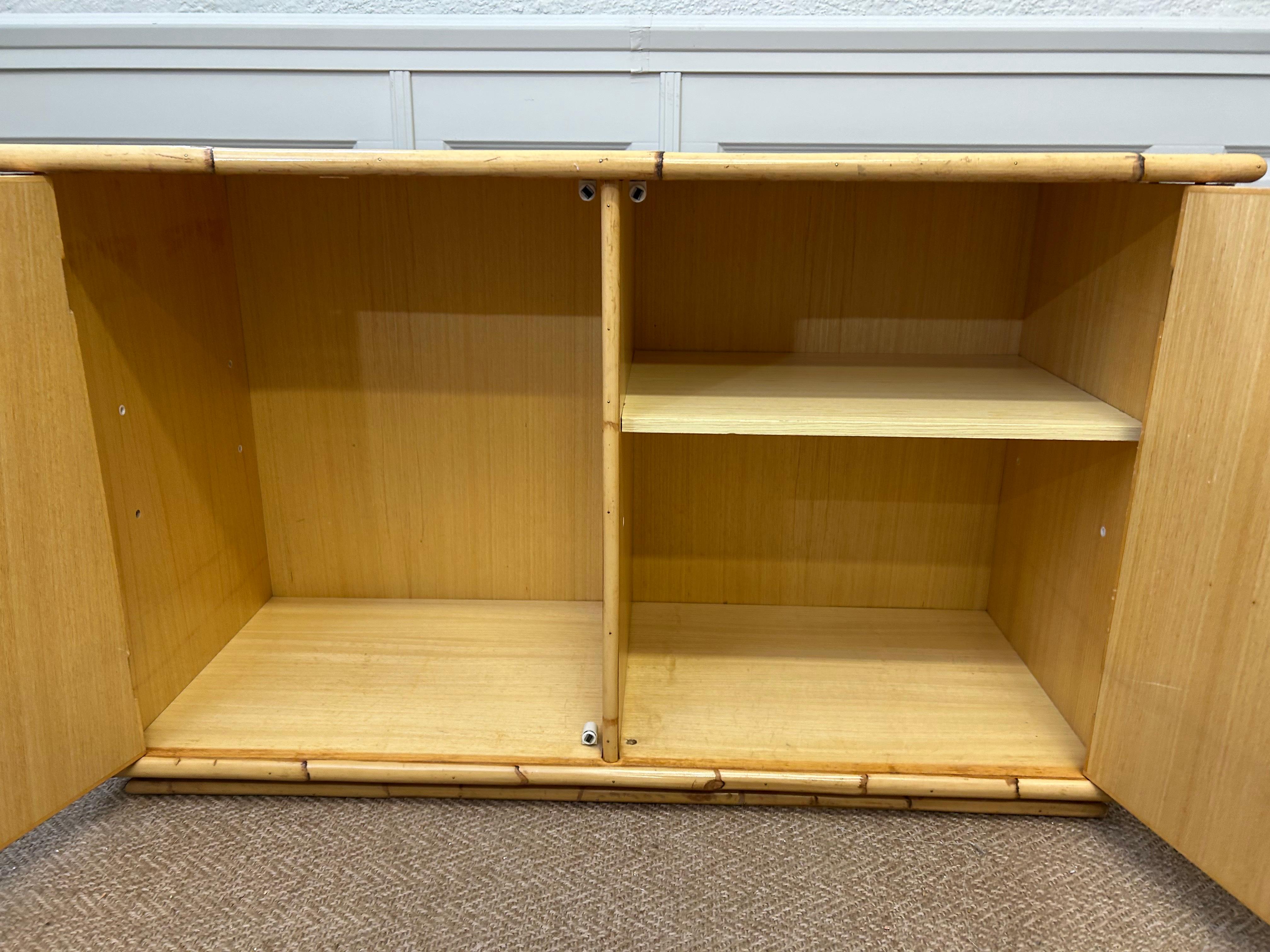 Aparador Dal Vera, bambú y mimbre de ratán, Italia, principios de los 80 en venta 4