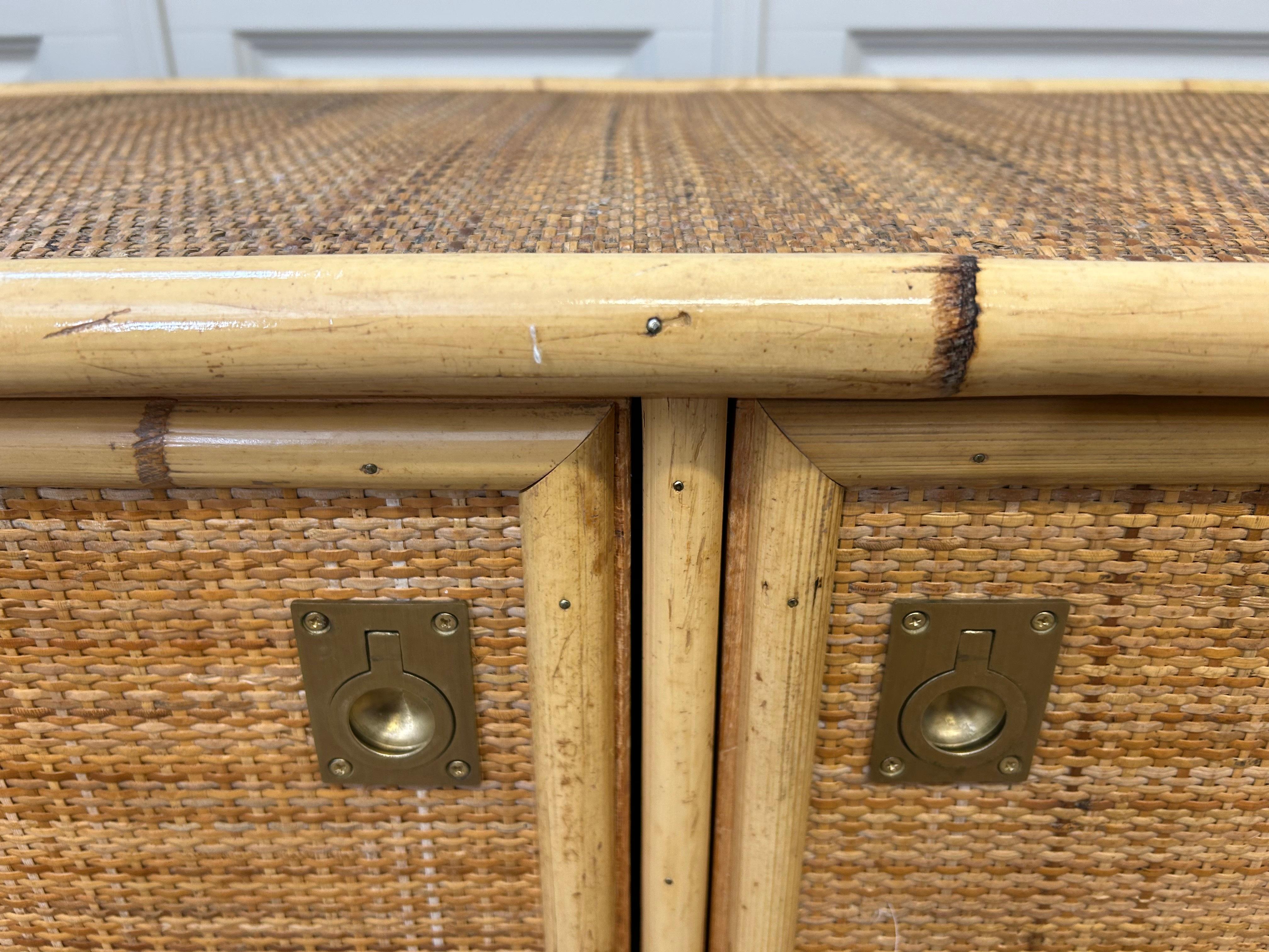 Aparador Dal Vera, bambú y mimbre de ratán, Italia, principios de los 80 en venta 2