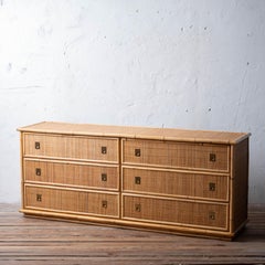 Cómoda de ratán tejido Dal Vera, años 70