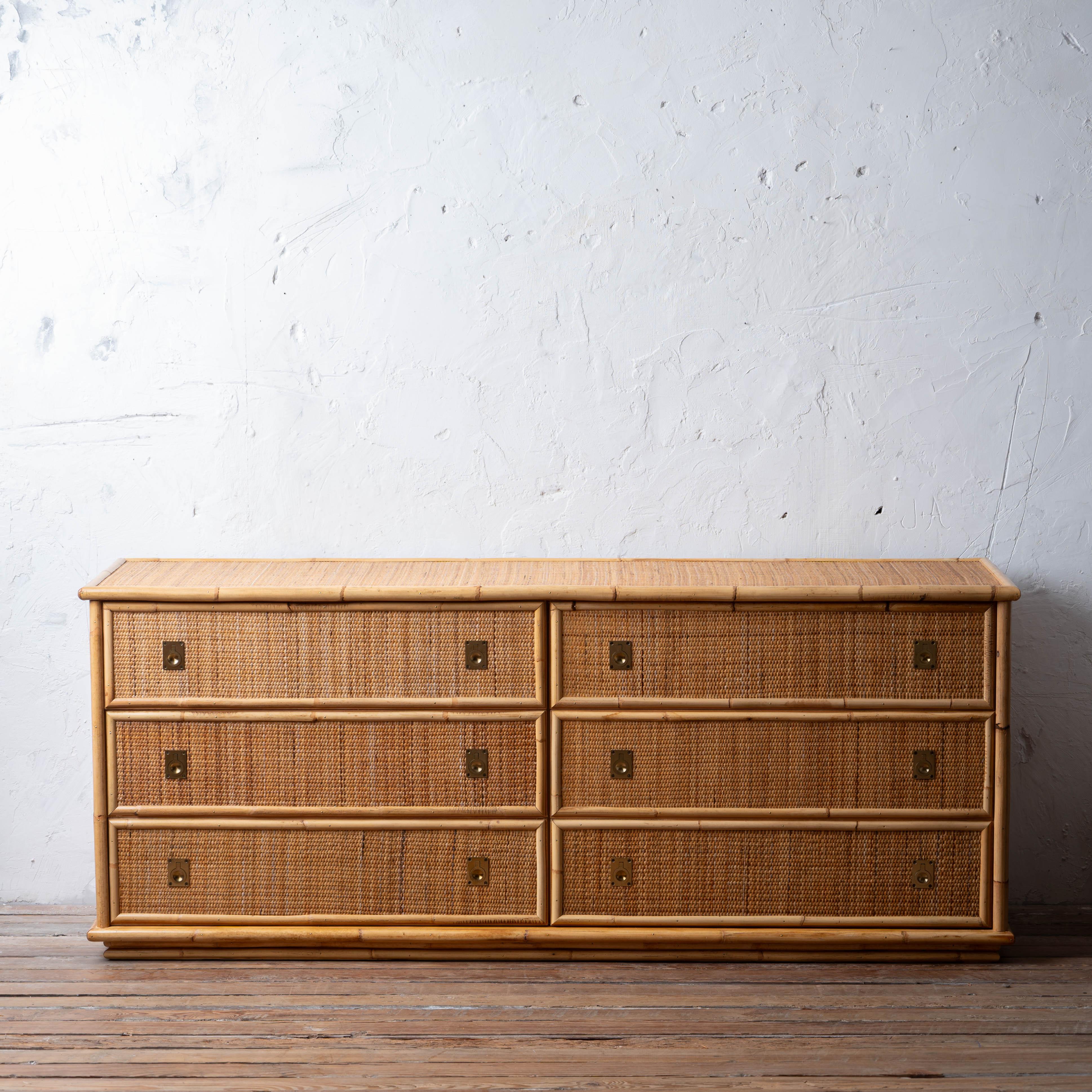 Dal Vera Woven Rattan Dresser, 1970s (Italienisch) im Angebot