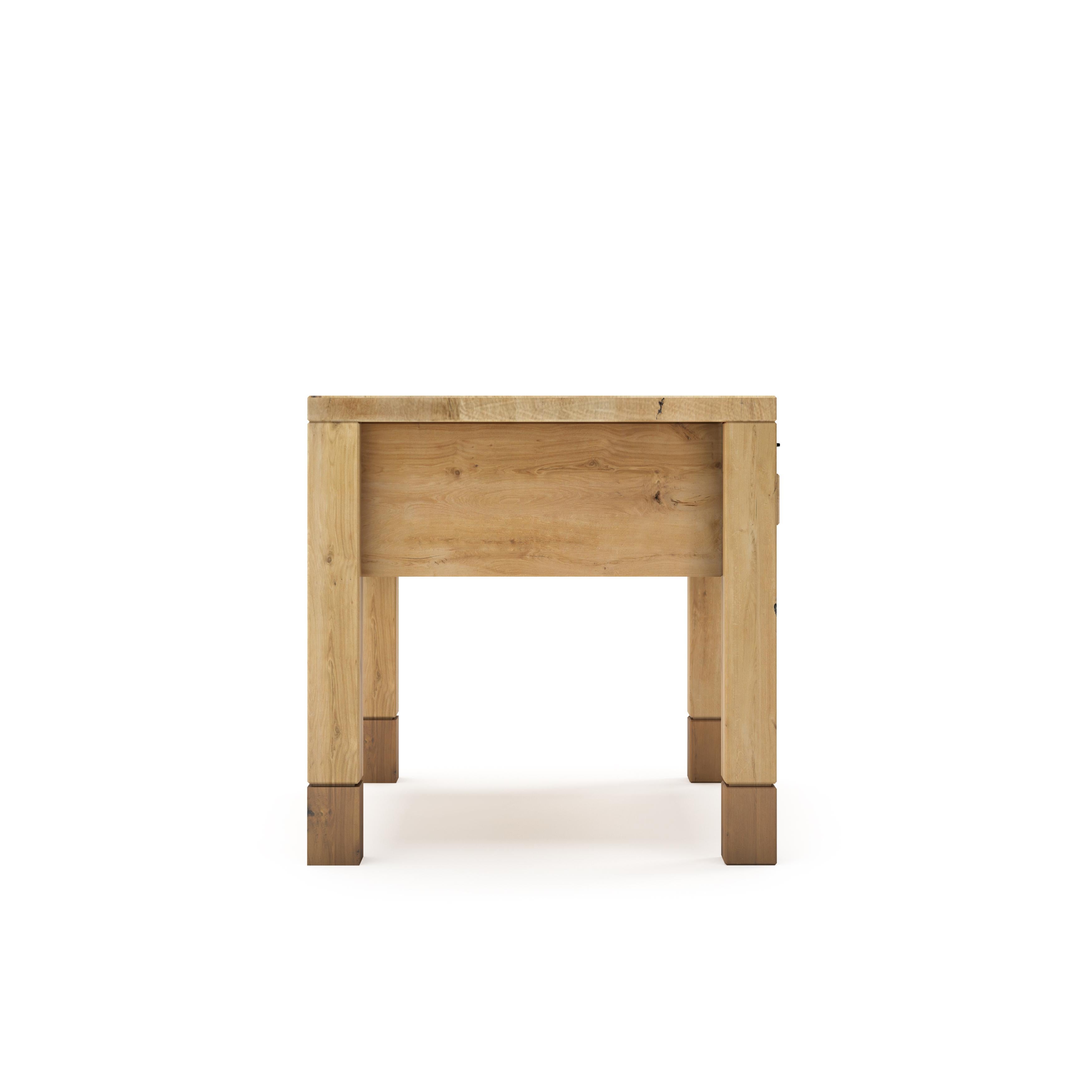 Introducing the Dala-Bed Side Table, a stylish, functional piece for any bedroom. This beautiful table features a drawer for storage and a design that adds a touch of beauty to your bedroom

All Tektōn pieces are made of natural massive wood.
Small