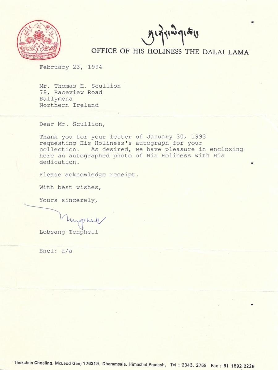 Late 20th Century Dalai Lama Signed Color Photograph For Sale