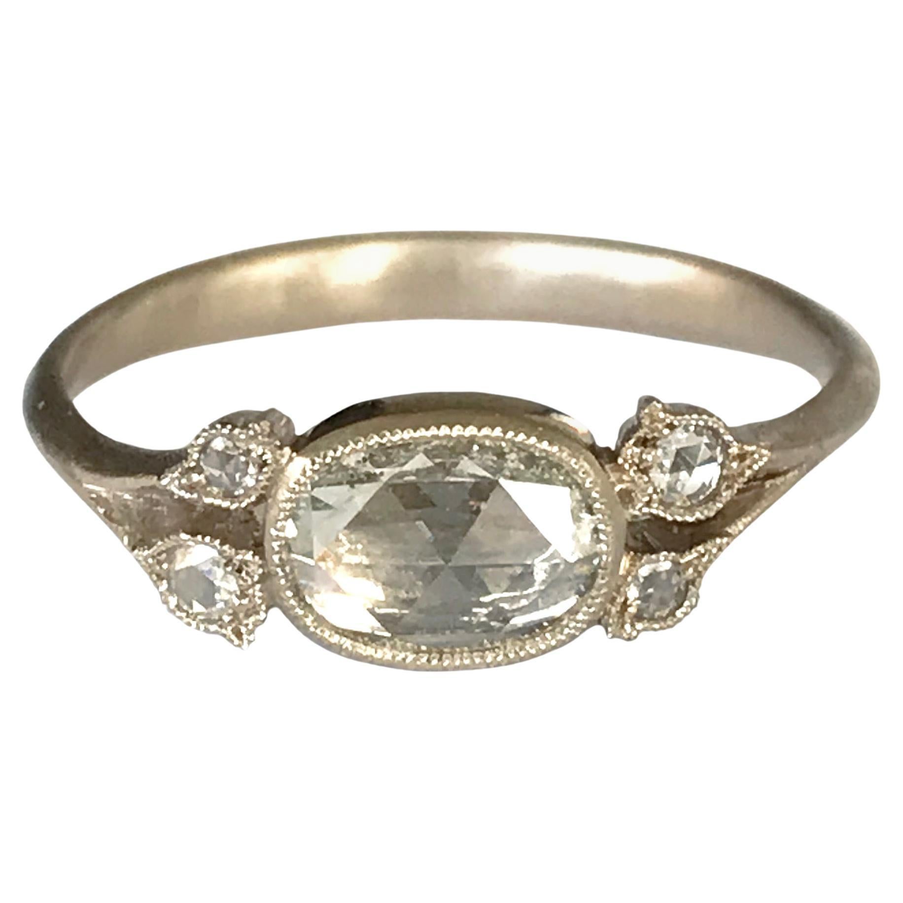 Dalben 0,57 Karat Diamantring aus Gold mit Rosenschliff in Ovalform