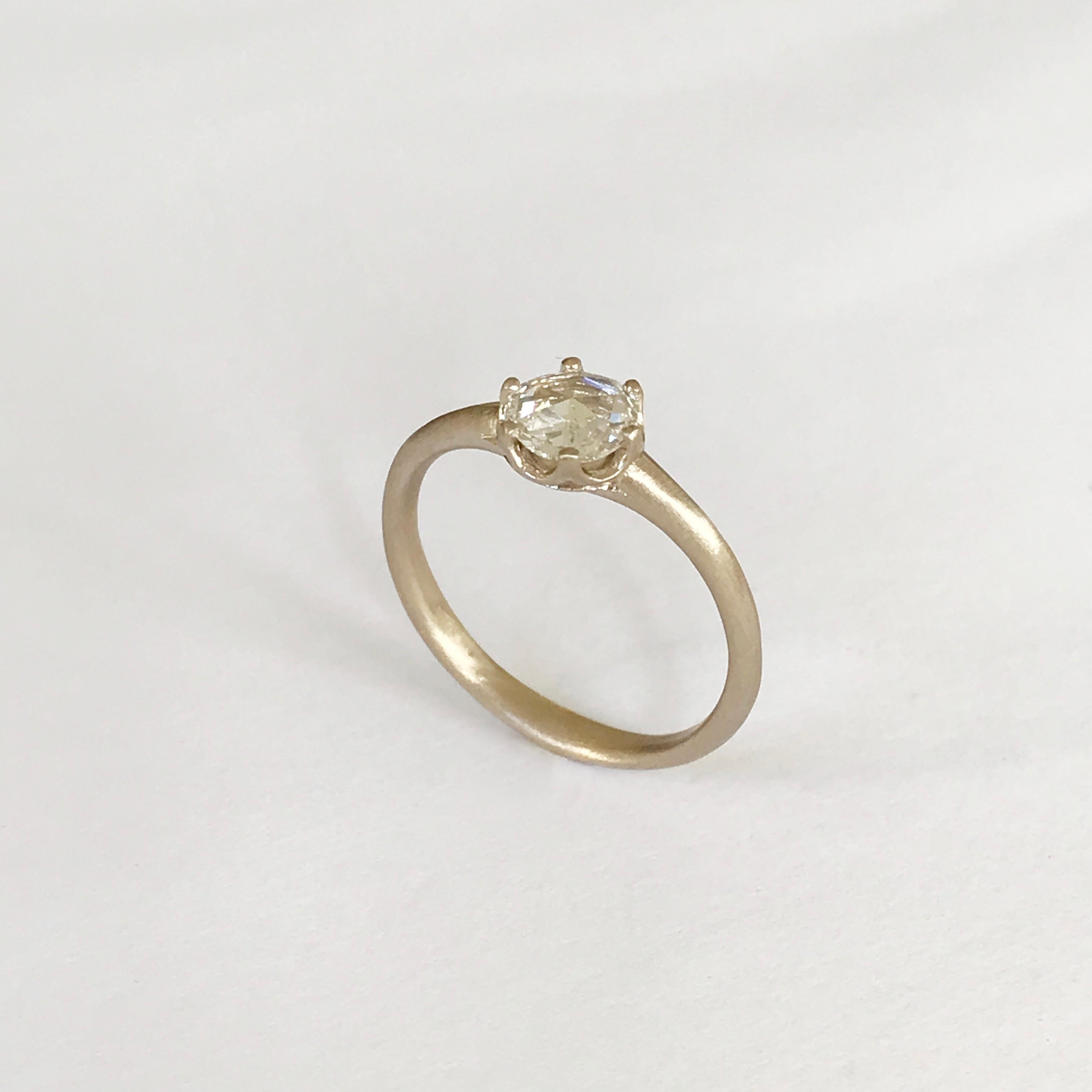 Dalben 0, 35 Carat Round Rose Cut Diamond Gold Ring For Sale 3