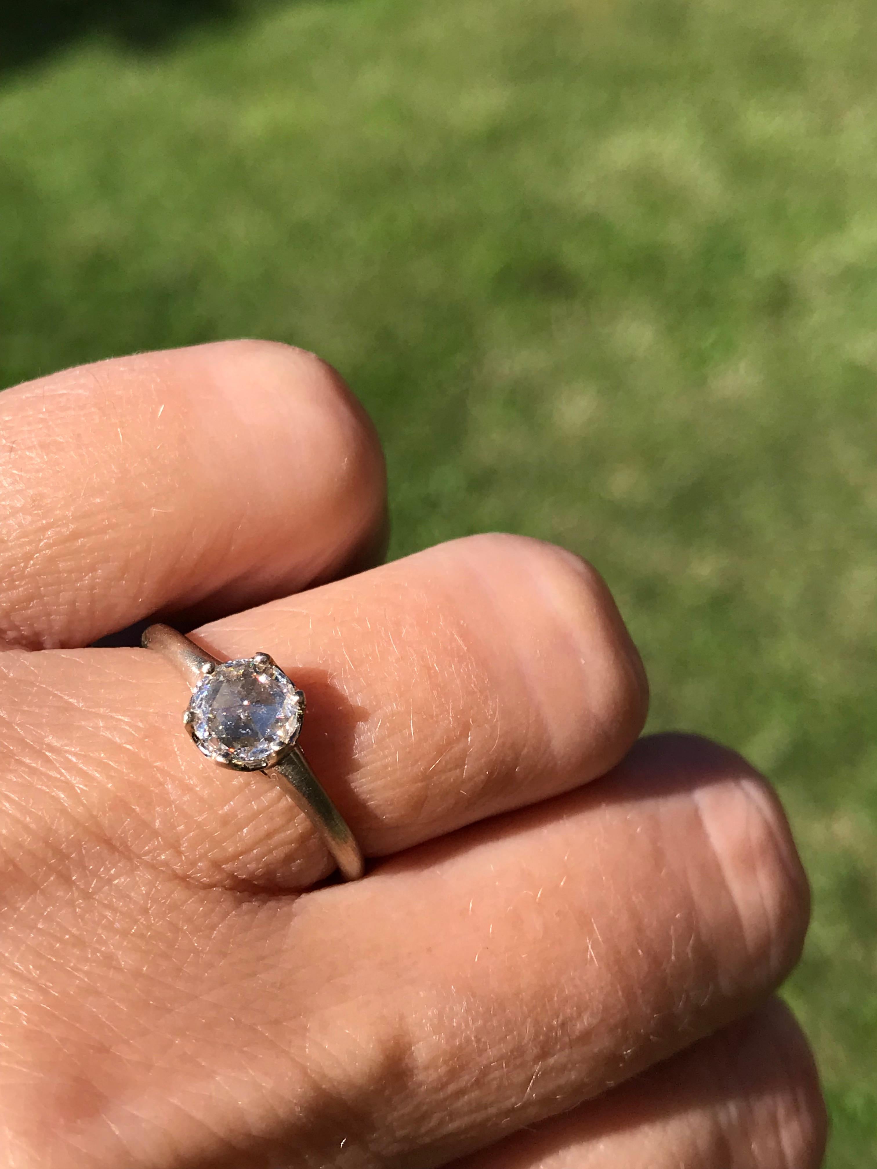 Contemporary Dalben 0, 35 Carat Round Rose Cut Diamond Gold Ring For Sale