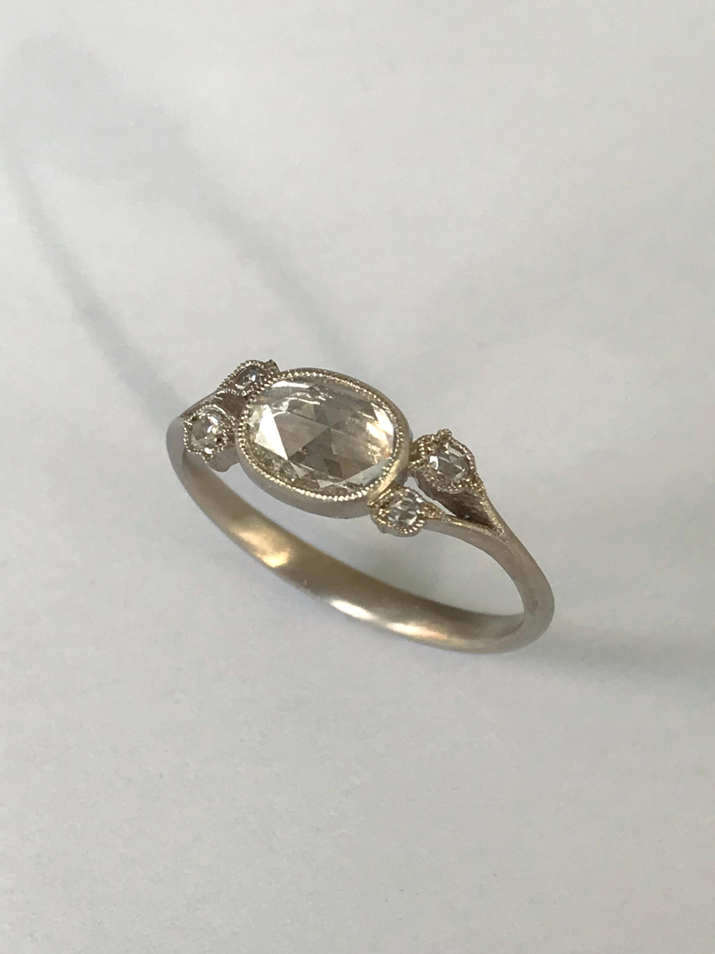 Dalben 0,57 Karat Diamantring aus Gold mit Rosenschliff in Ovalform 6