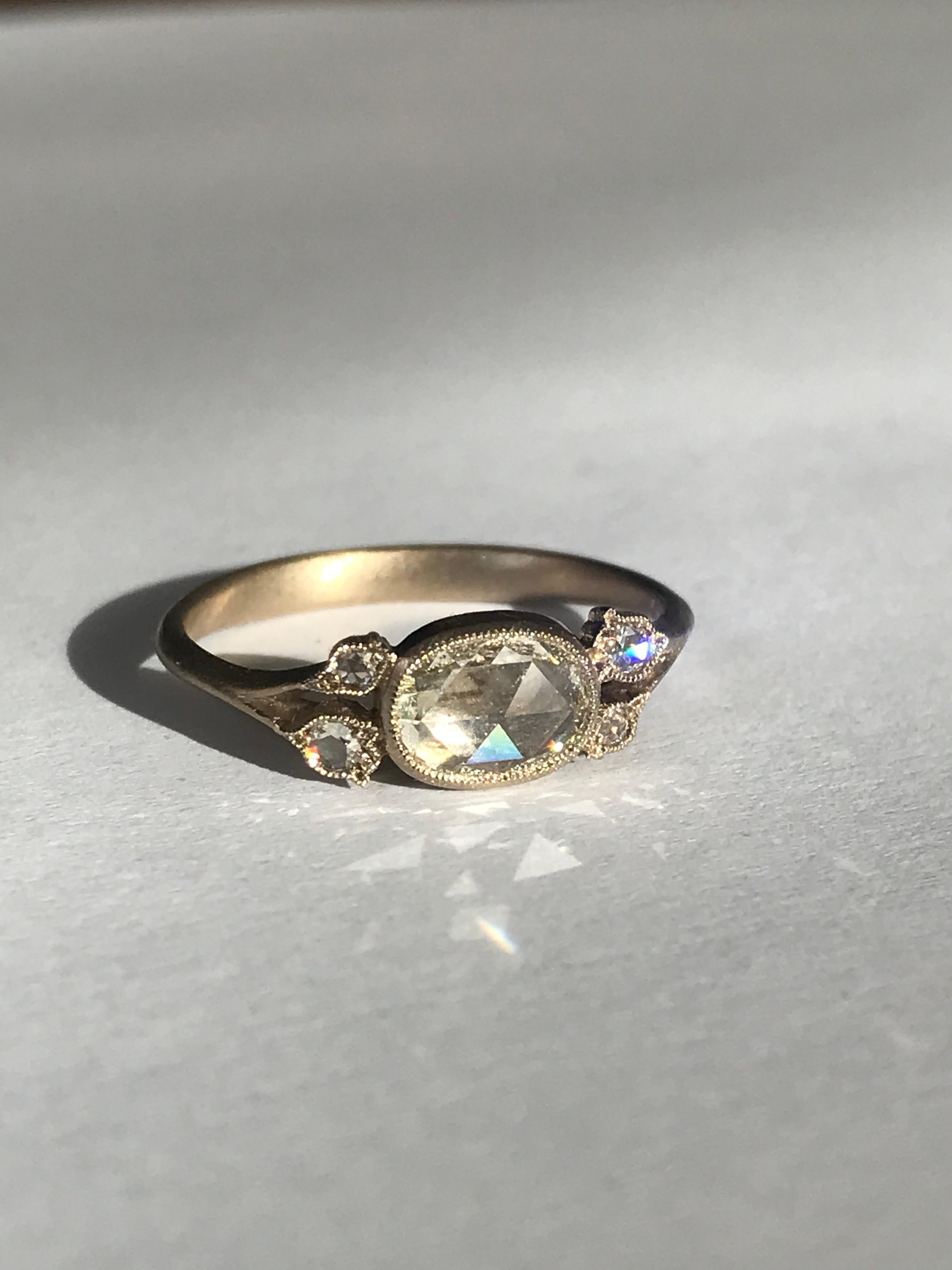 Dalben 0,57 Karat Diamantring aus Gold mit Rosenschliff in Ovalform 8