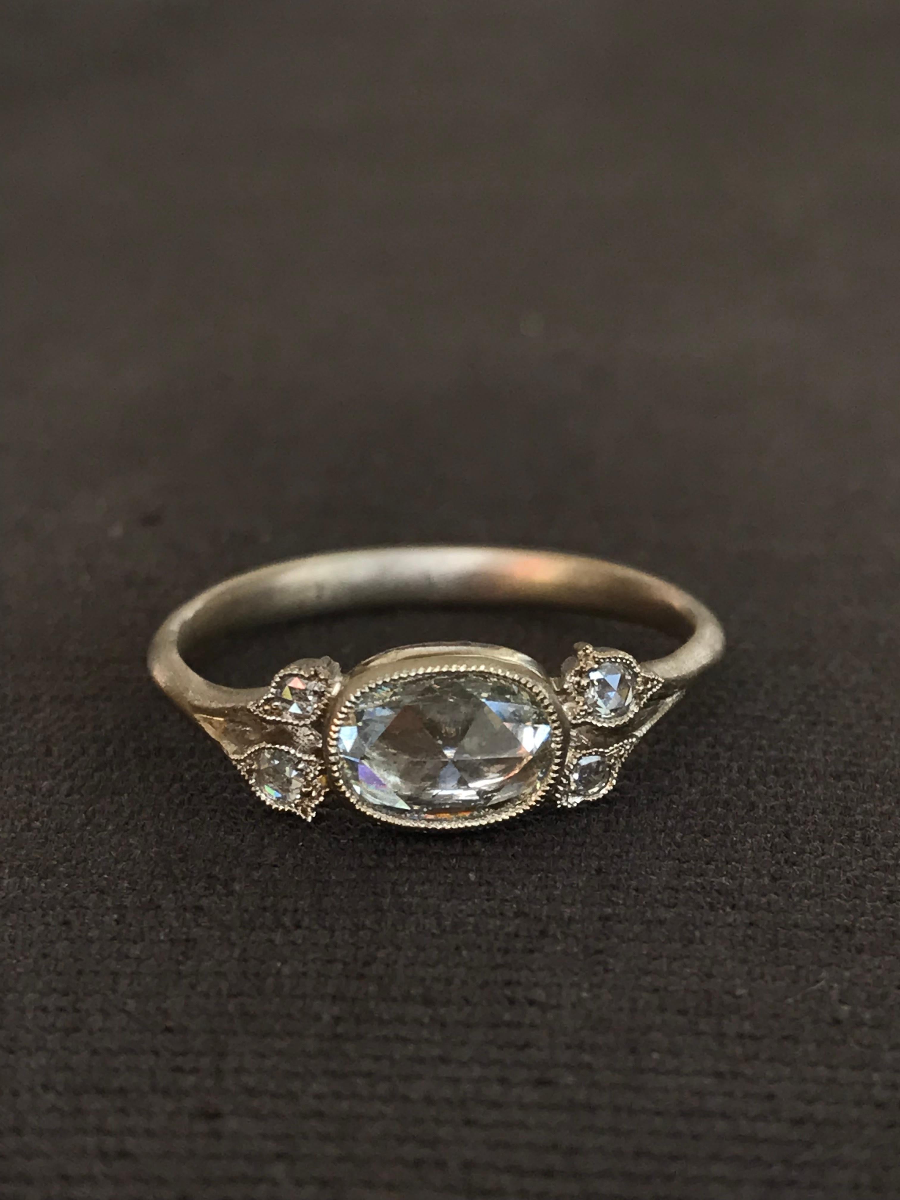 Dalben 0,57 Karat Diamantring aus Gold mit Rosenschliff in Ovalform Damen