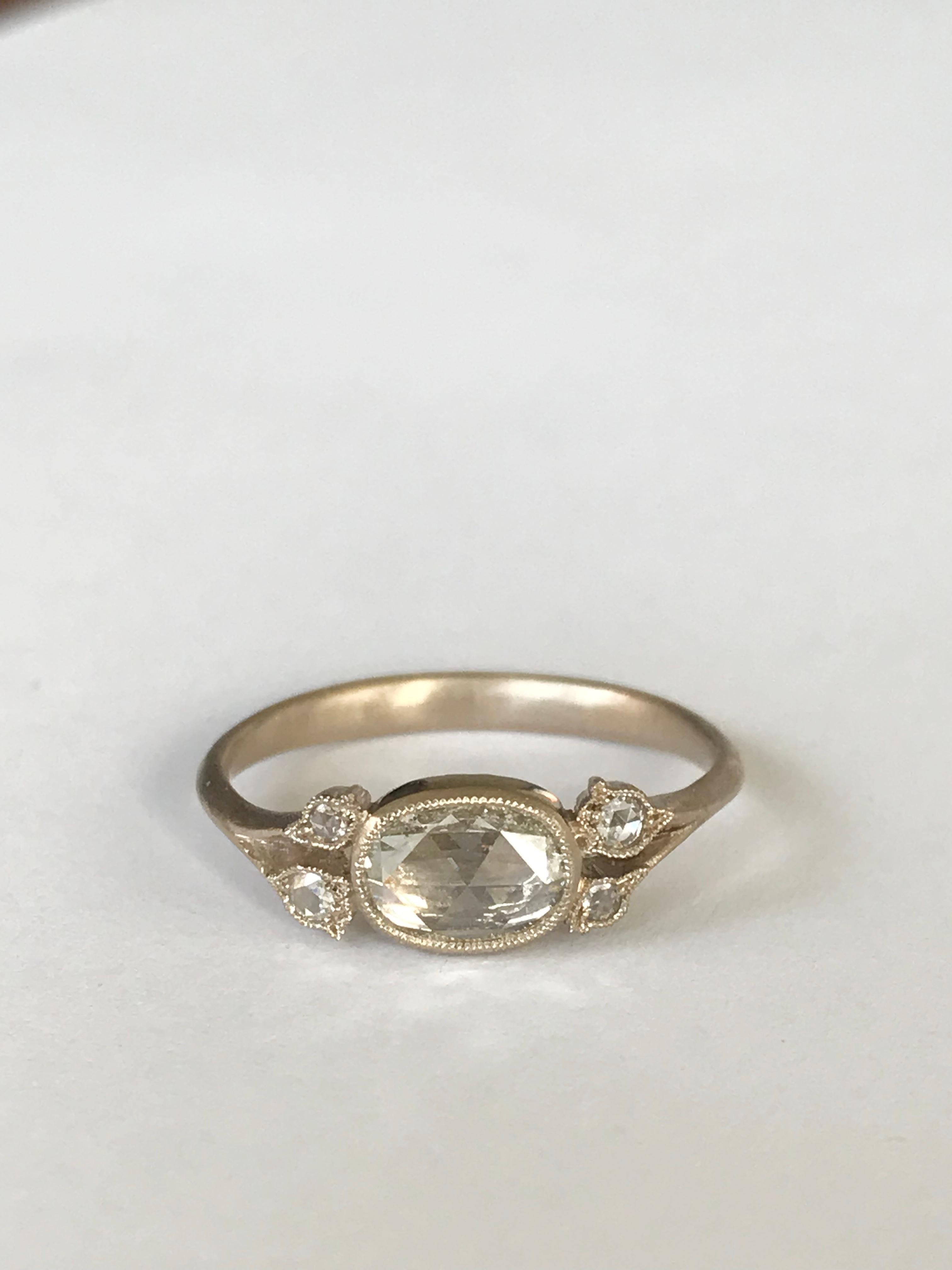 Dalben 0,57 Karat Diamantring aus Gold mit Rosenschliff in Ovalform 1
