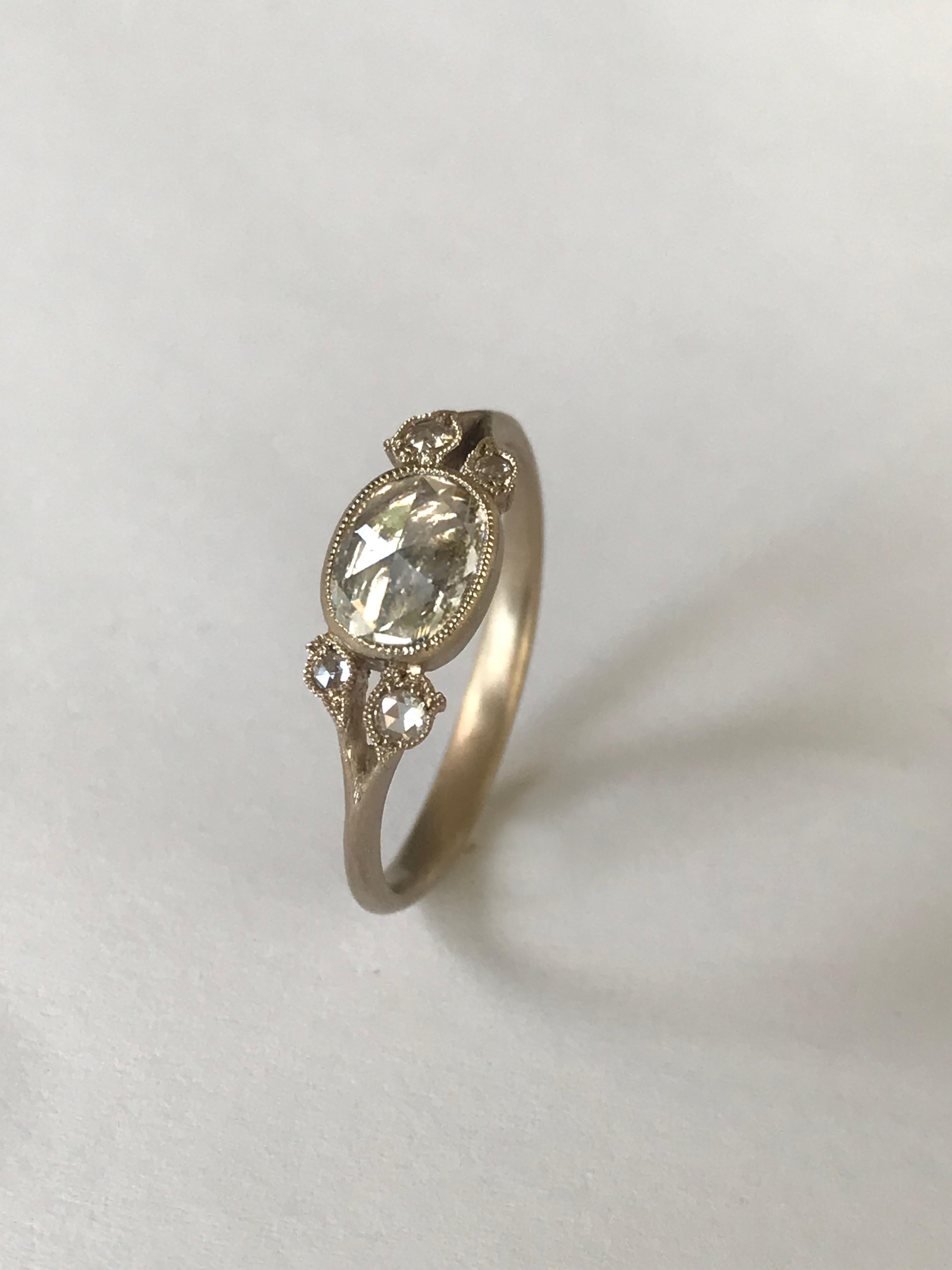 Dalben 0,57 Karat Diamantring aus Gold mit Rosenschliff in Ovalform 2