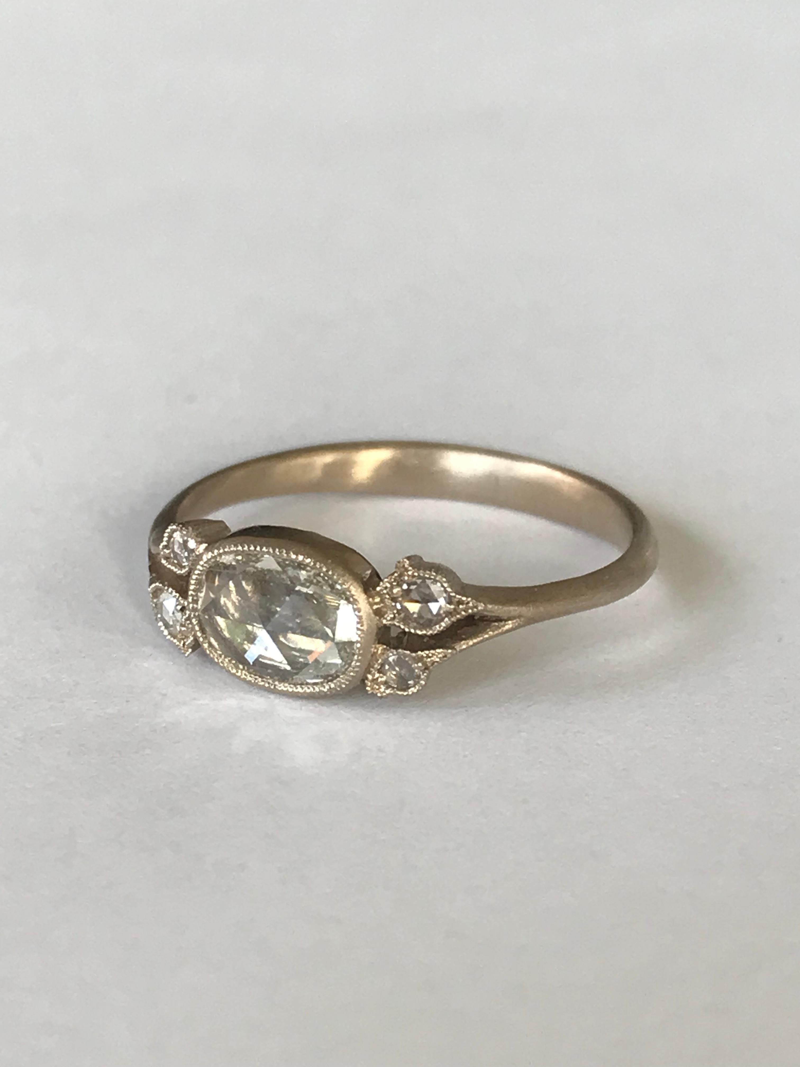 Dalben 0,57 Karat Diamantring aus Gold mit Rosenschliff in Ovalform 3