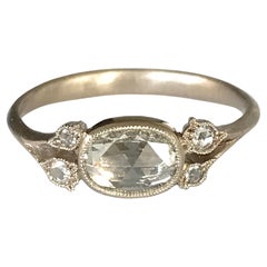Dalben 0,57 Carat Oval Shape Rose Cut Diamond Gold Ring
