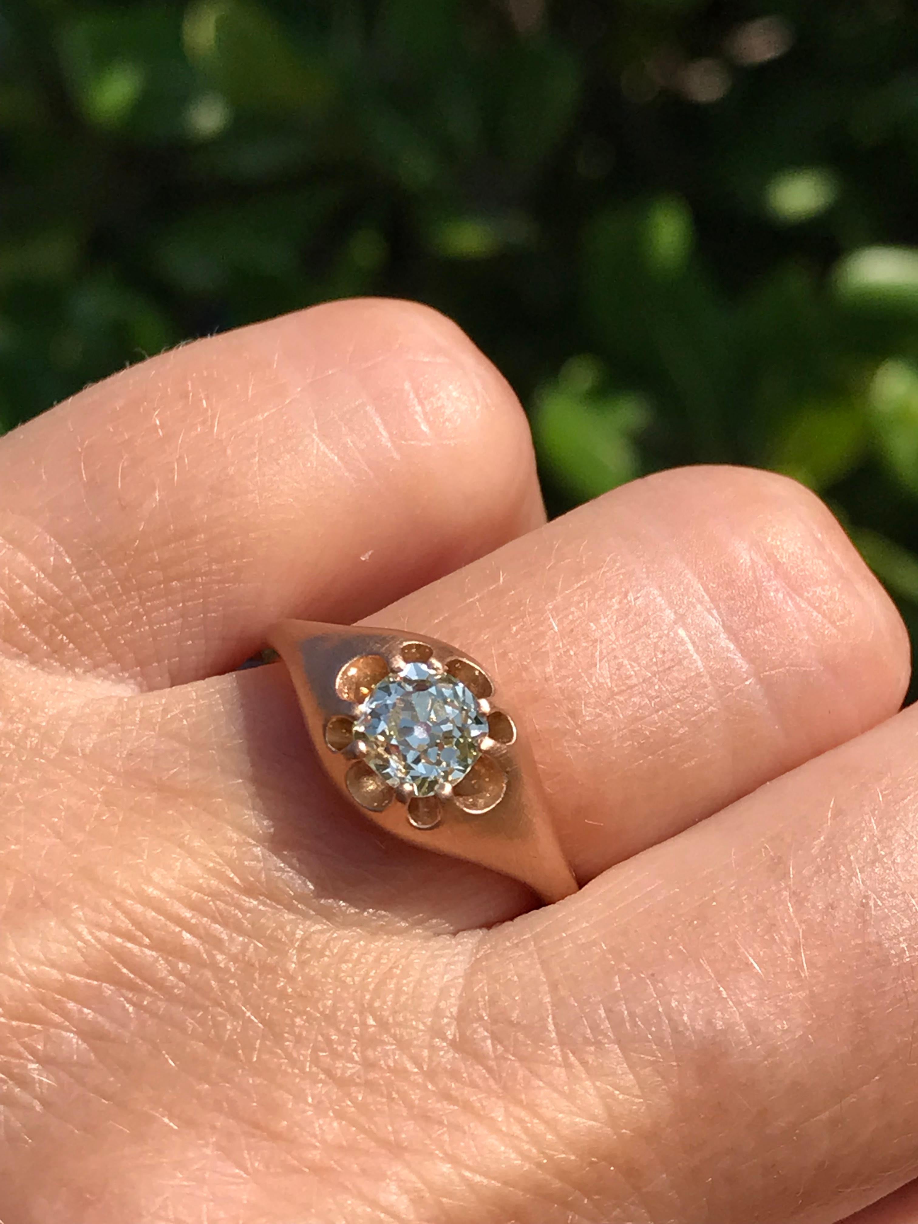 Dalben design One of a kind 18 kt rose  gold ring with a cushion cut old mine cut diamond weight 0,82 carats  .
Ring size  US 6    -  EU 52 re-sizable .  
Bezel setting dimension:  
max width 10 mm,  
max height 8,5 mm. 
The ring has been designed