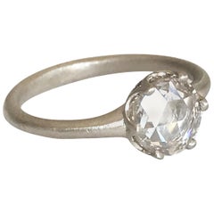 Dalben 0,86 Carat Round Rose Cut Diamond Gold Ring