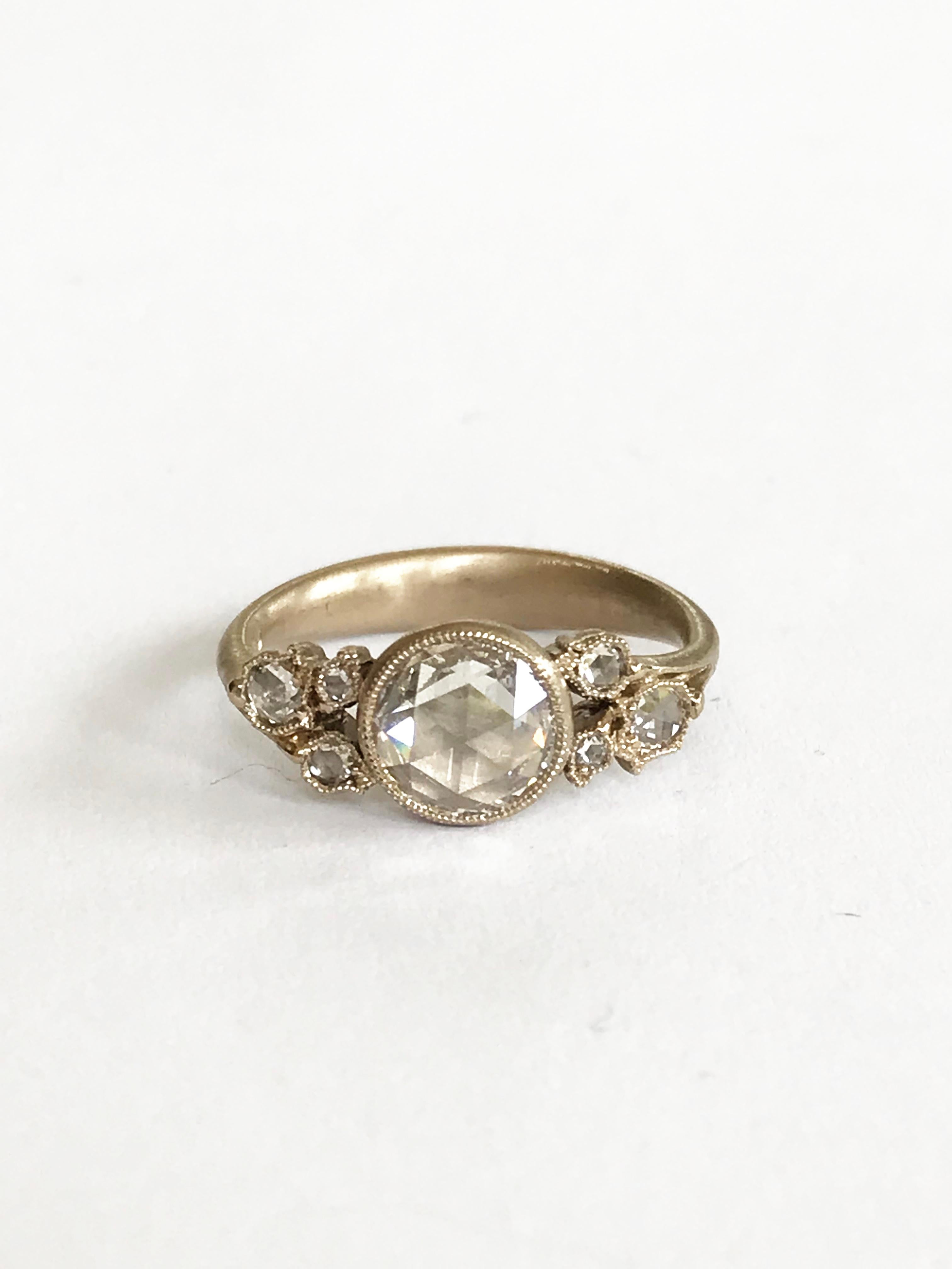 Dalben 0.97 Carat round Shape certified Rose Cut Diamond Gold Ring For Sale 5