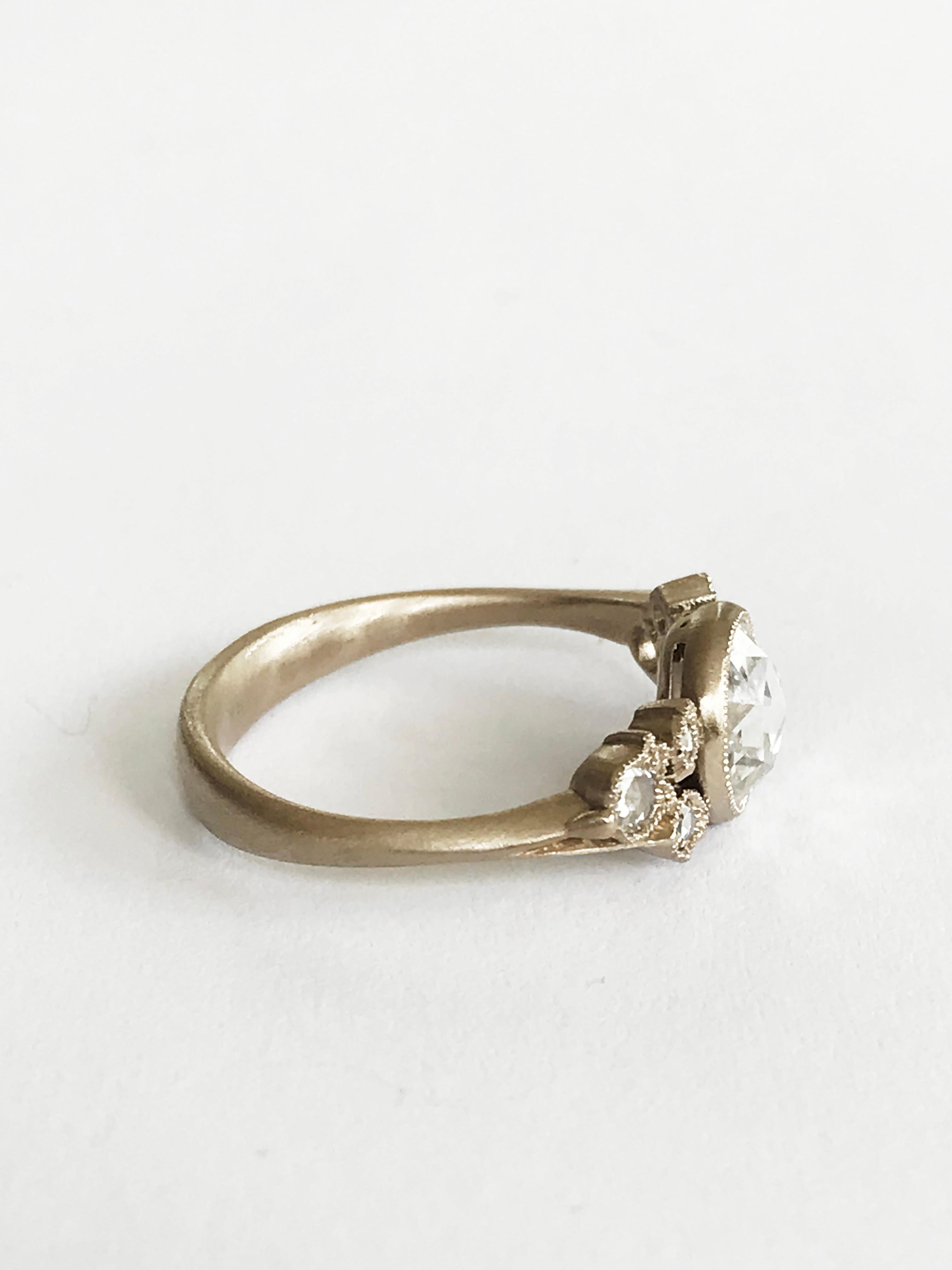 Dalben 0.97 Carat round Shape certified Rose Cut Diamond Gold Ring For Sale 7