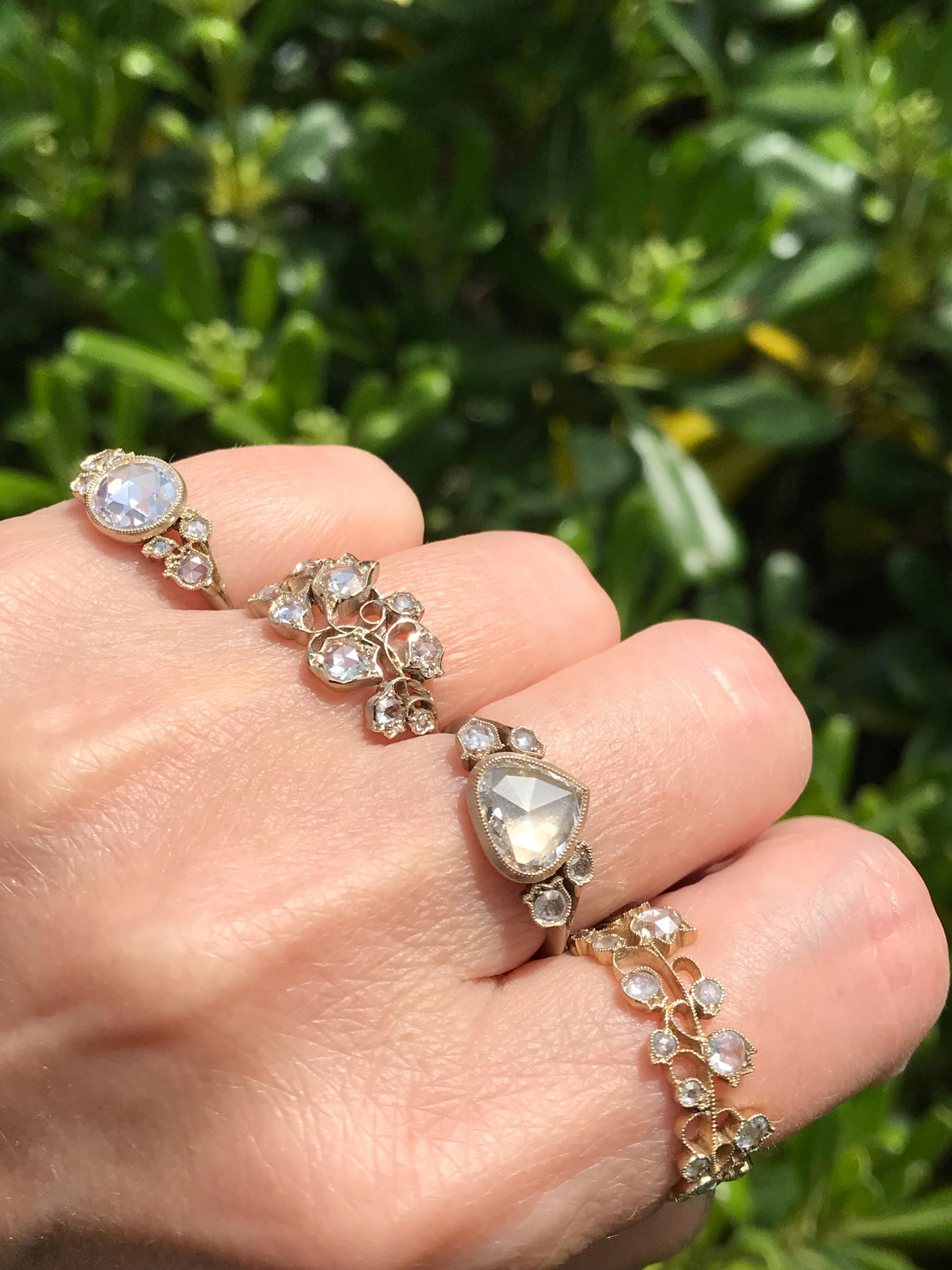 Dalben Bague en or certifiée avec diamants taille rose de forme ronde de 0,97 carat en vente 7