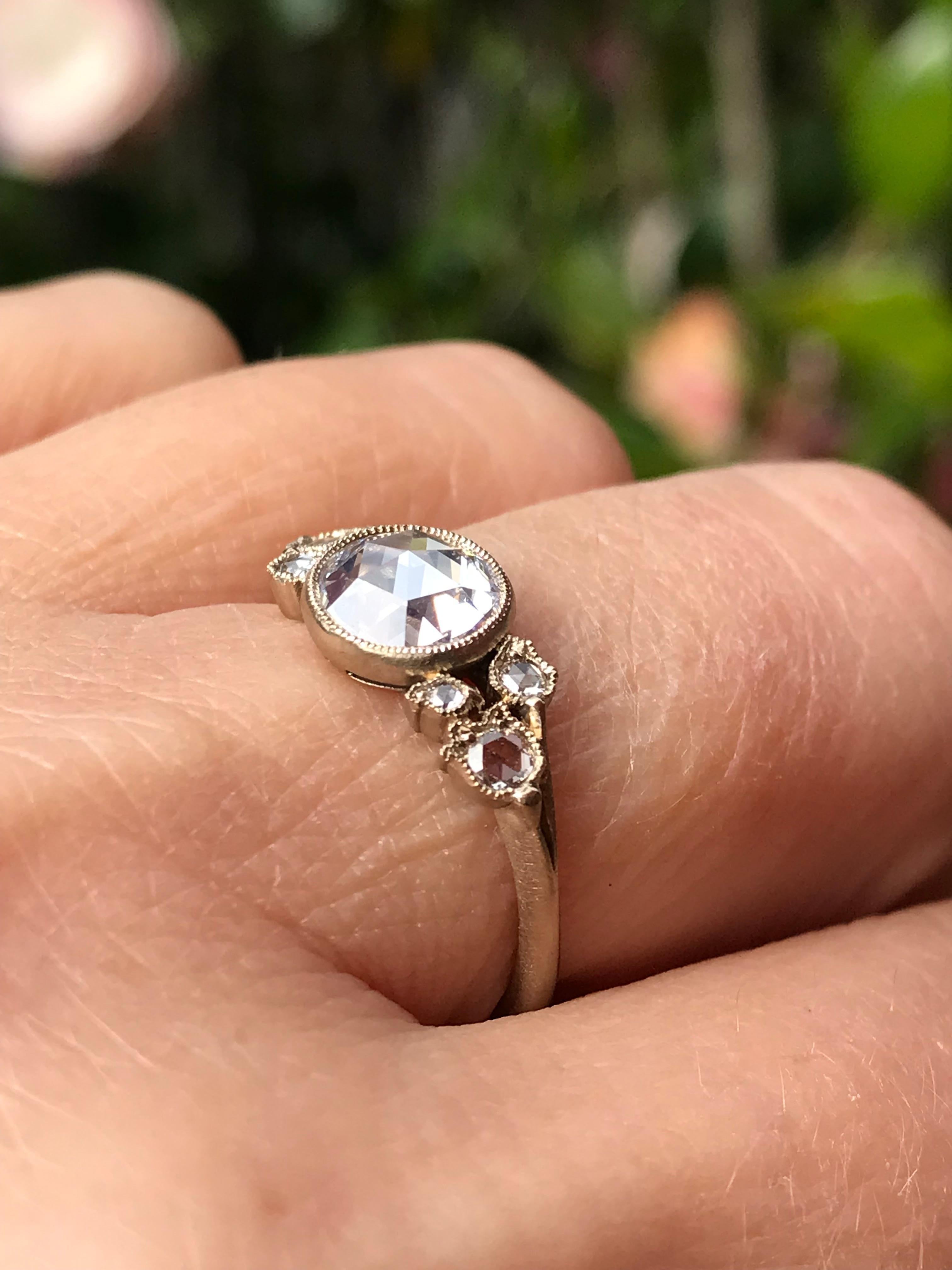 Dalben Bague en or certifiée avec diamants taille rose de forme ronde de 0,97 carat Neuf - En vente à Como, IT