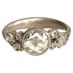 Dalben 0.97 Carat round Shape certified Rose Cut Diamond Gold Ring
