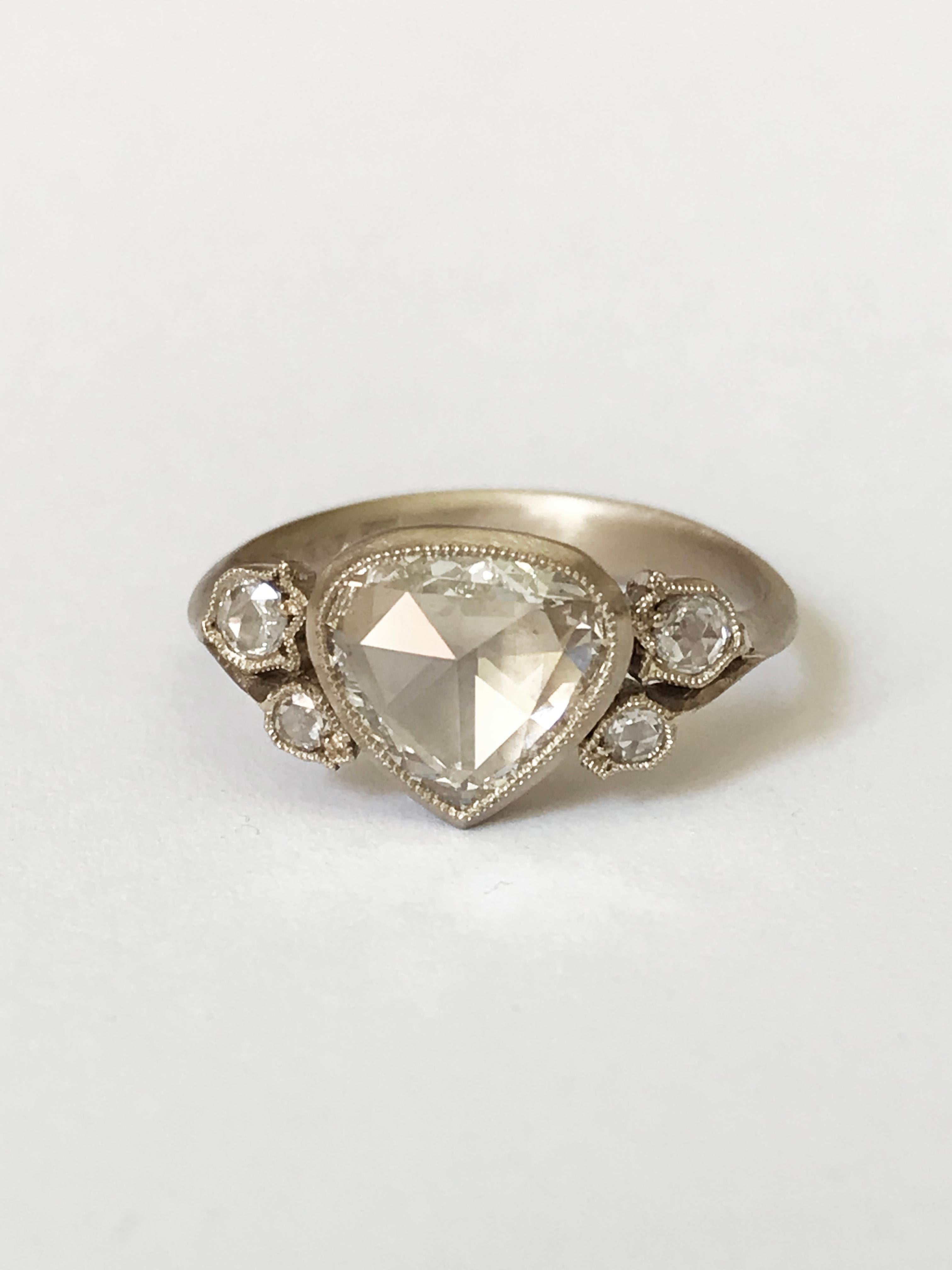 Dalben 1, 01 Carat Pear Shape Rose Cut Diamond Gold Ring For Sale 8