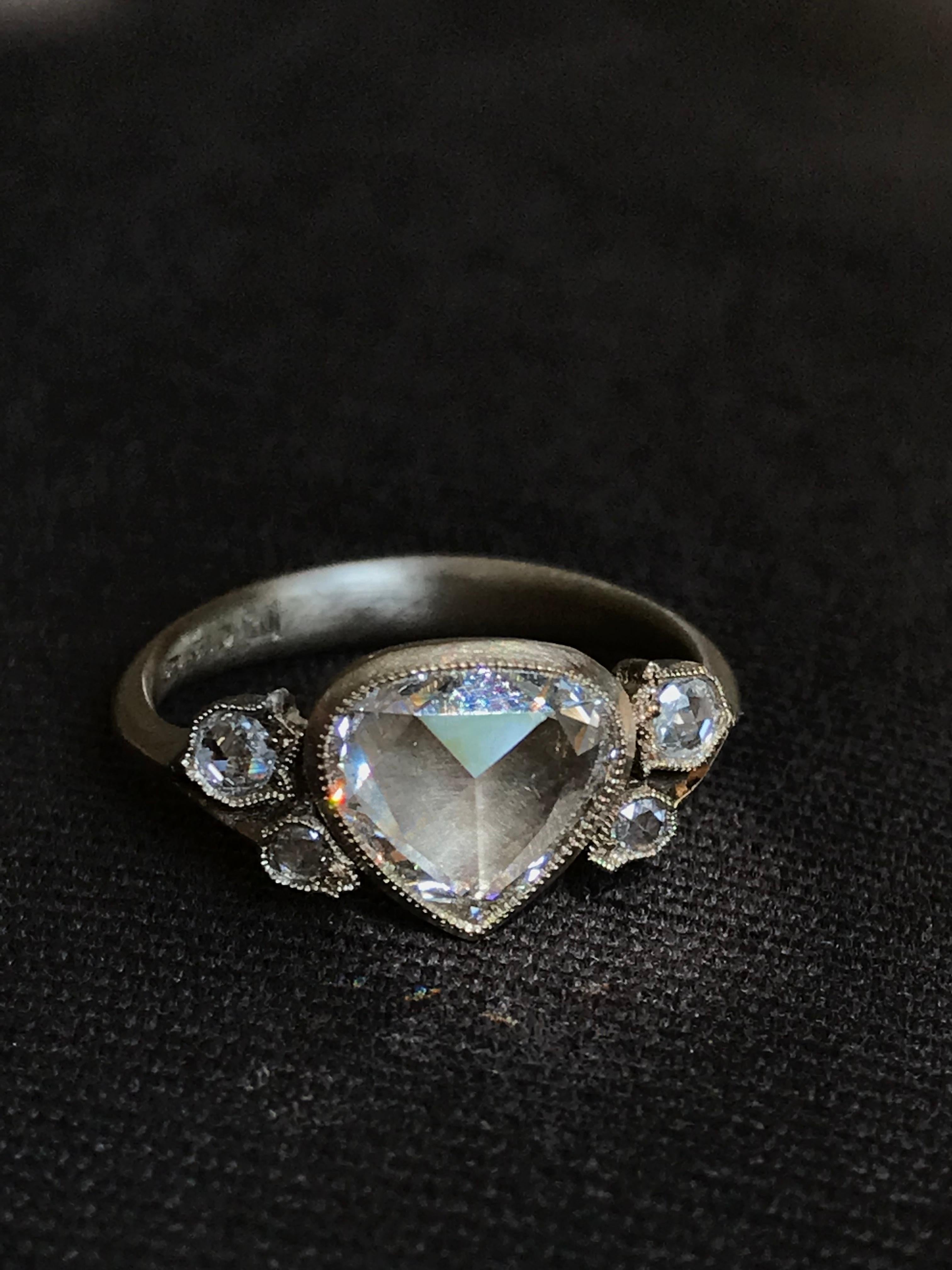 Dalben 1, 01 Carat Pear Shape Rose Cut Diamond Gold Ring For Sale 9