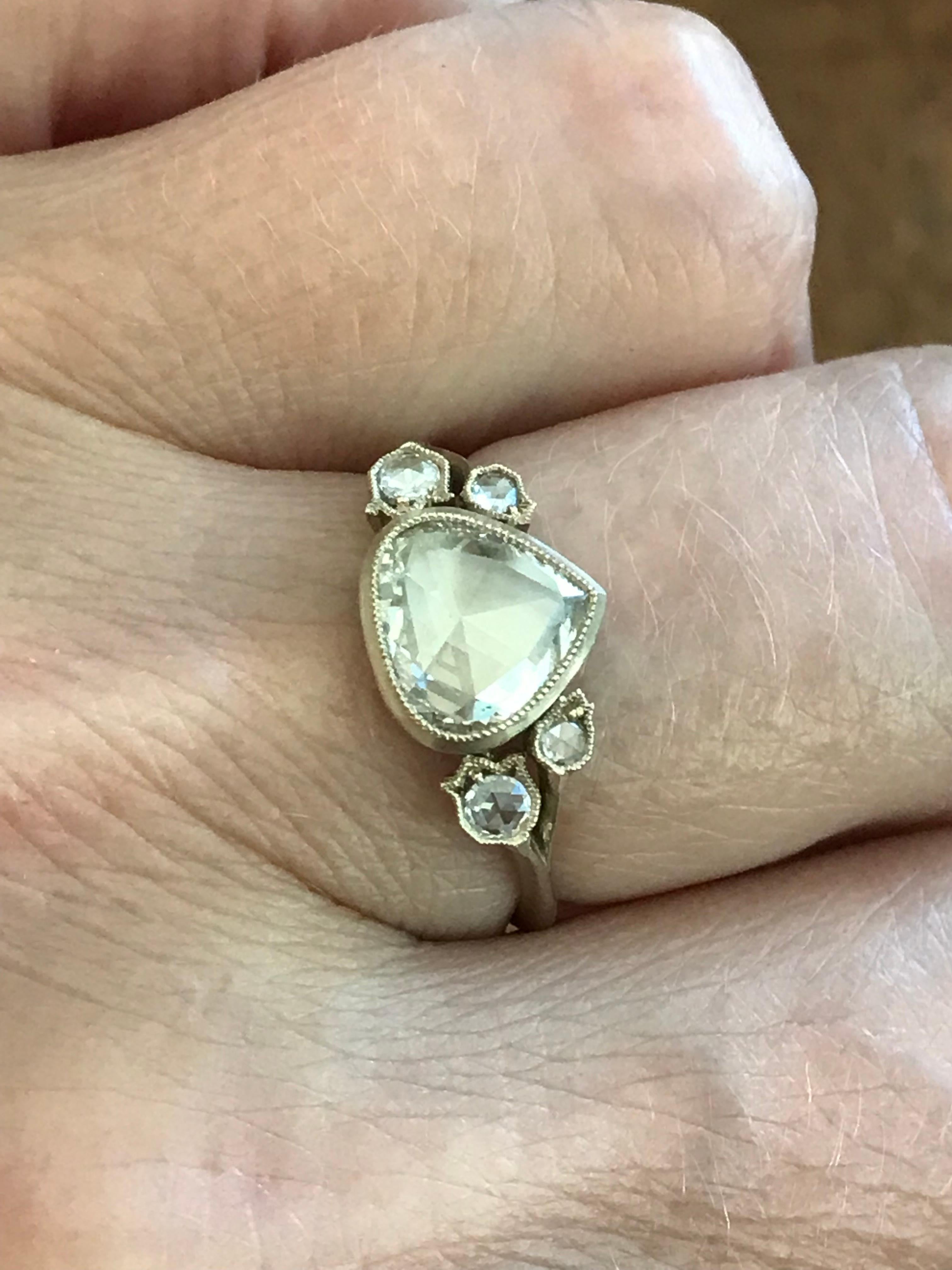 Dalben 1, 01 Carat Pear Shape Rose Cut Diamond Gold Ring For Sale 11