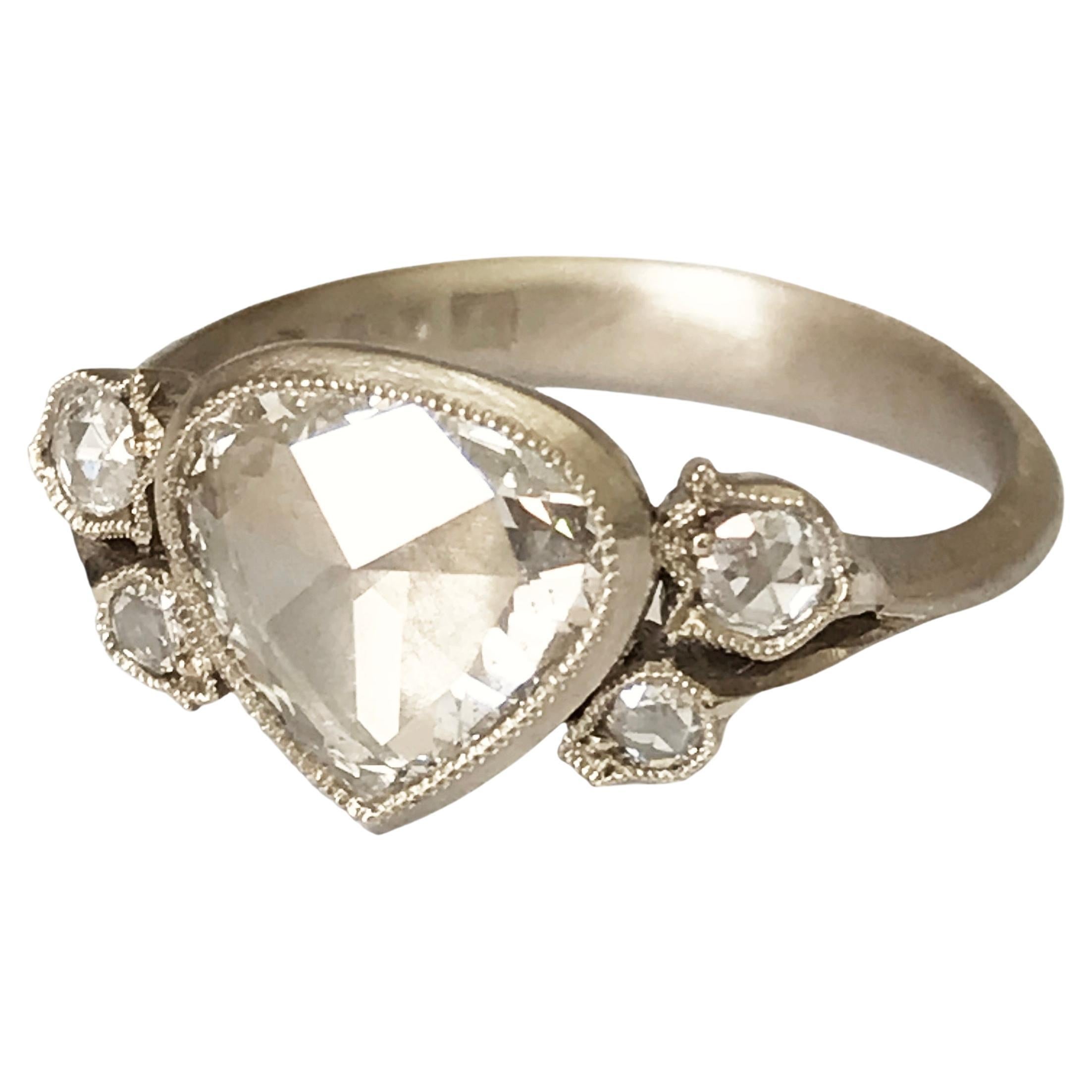 Dalben 1, 01 Carat Pear Shape Rose Cut Diamond Gold Ring For Sale