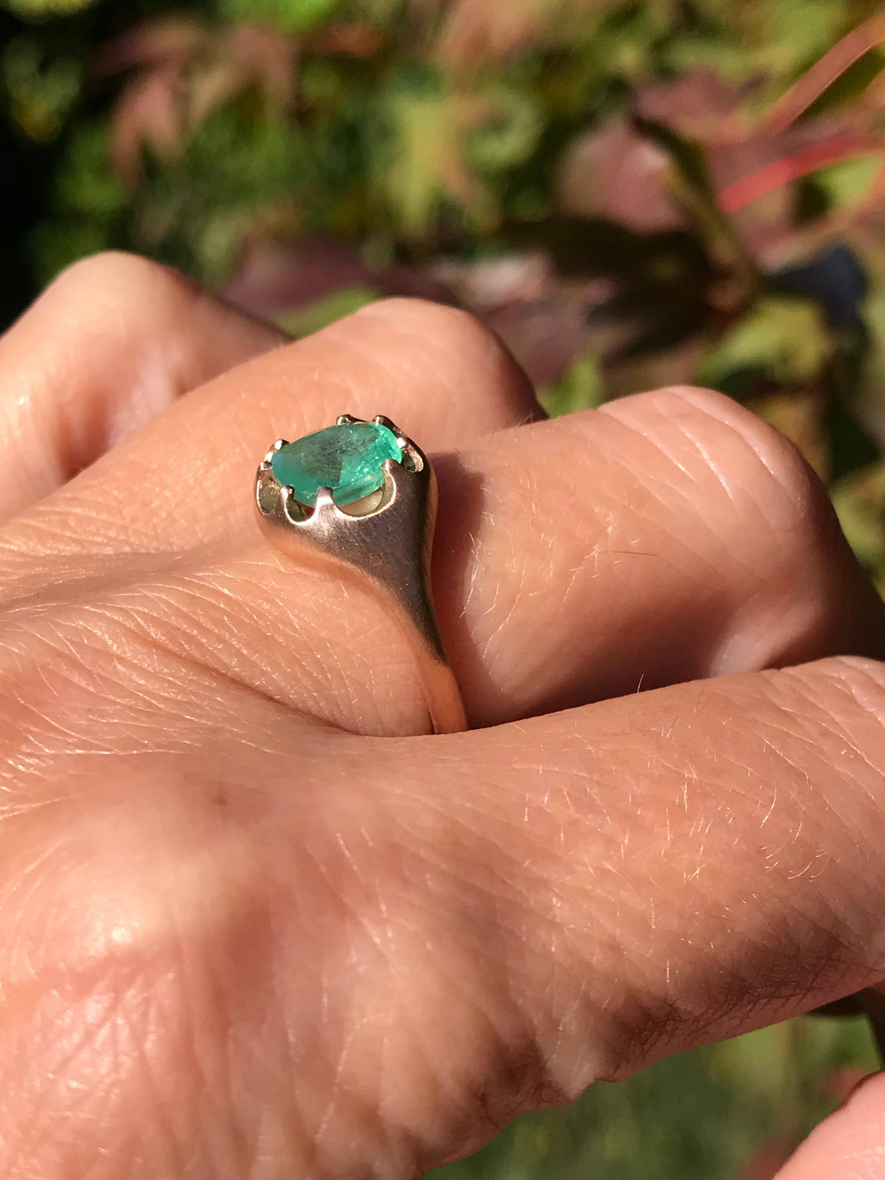 Dalben 1,26 Karat Kissenschliff Smaragd Roségold Ring (Zeitgenössisch)