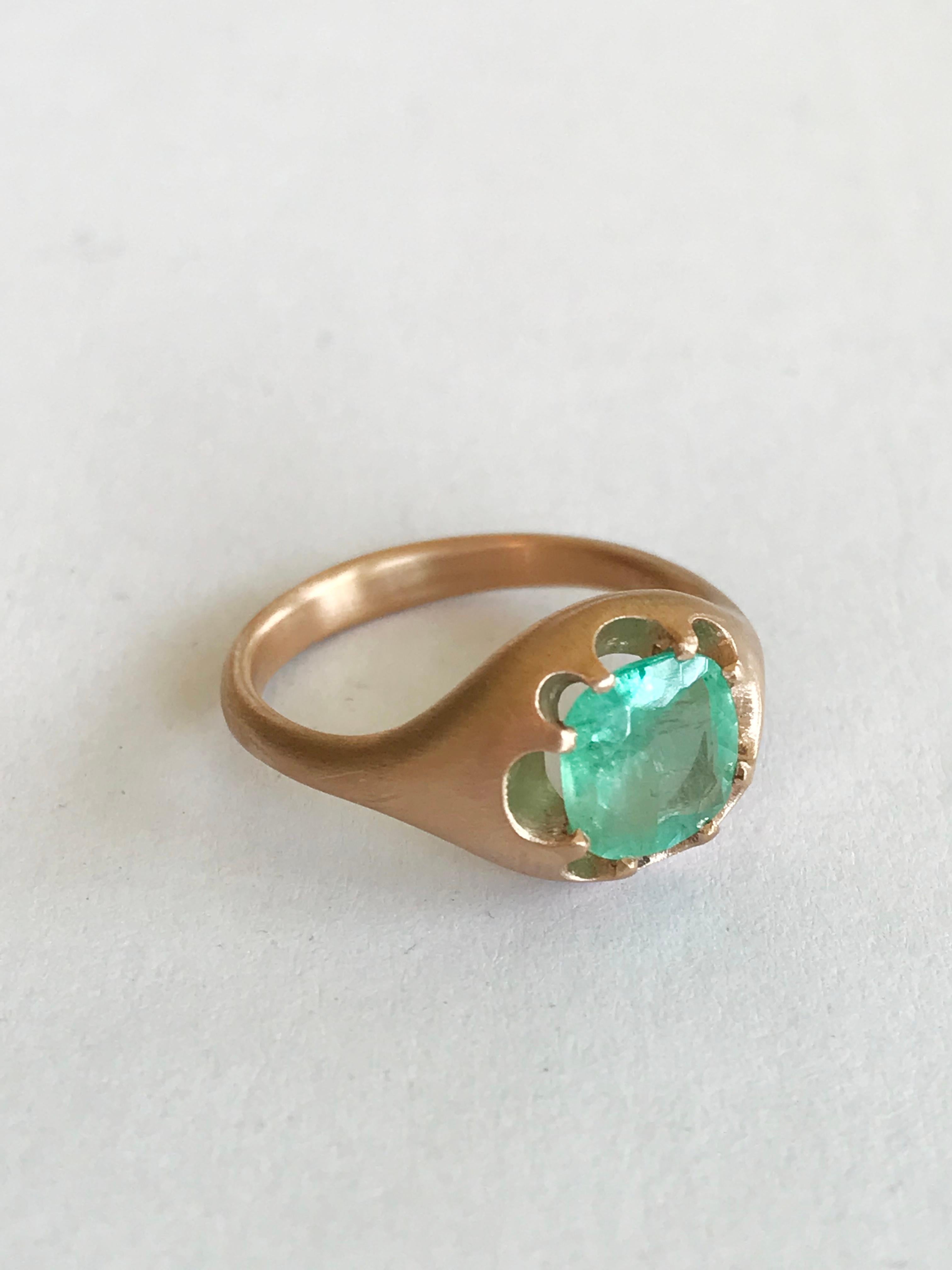 Dalben 1, 26 Ct Cushion Cut Emerald Rose Gold Ring For Sale 3