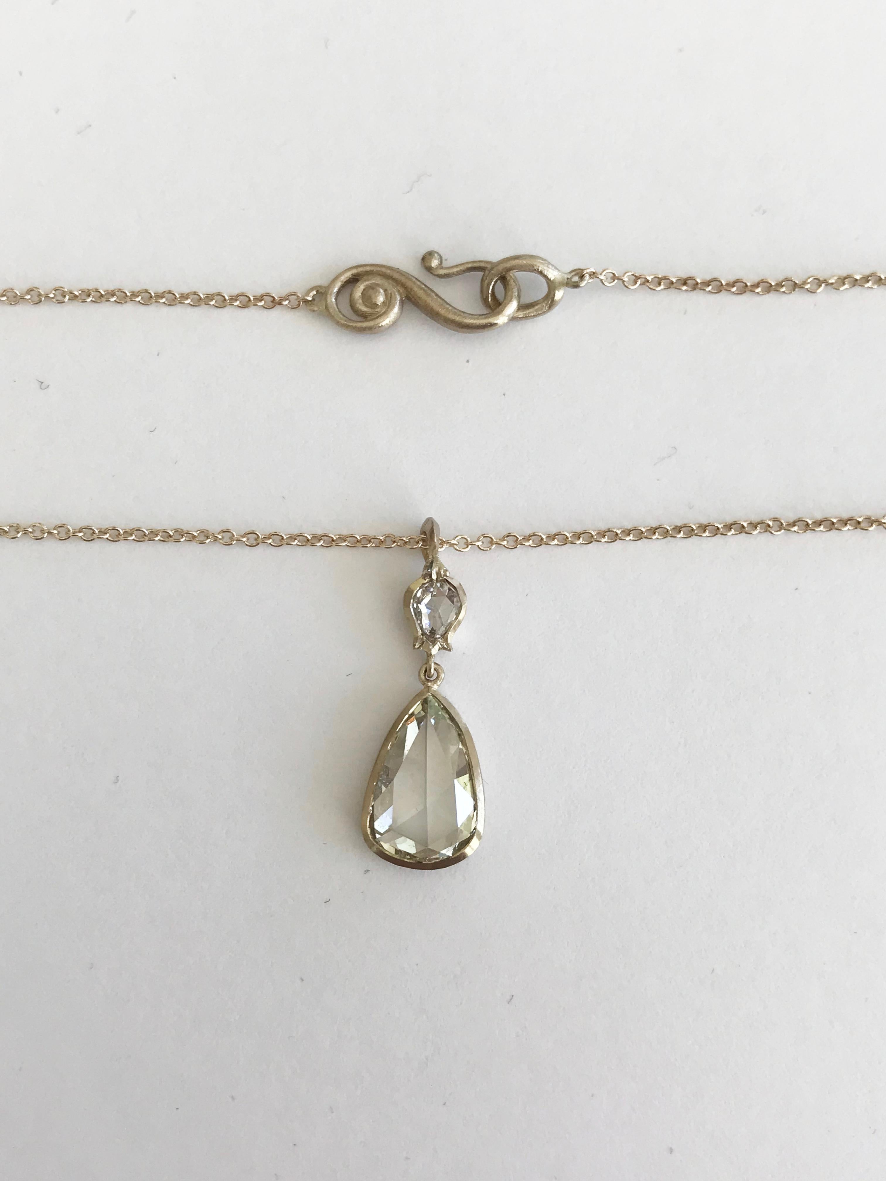 Dalben 1.2 Carat Pear Shape Diamond White Gold Necklace For Sale 8