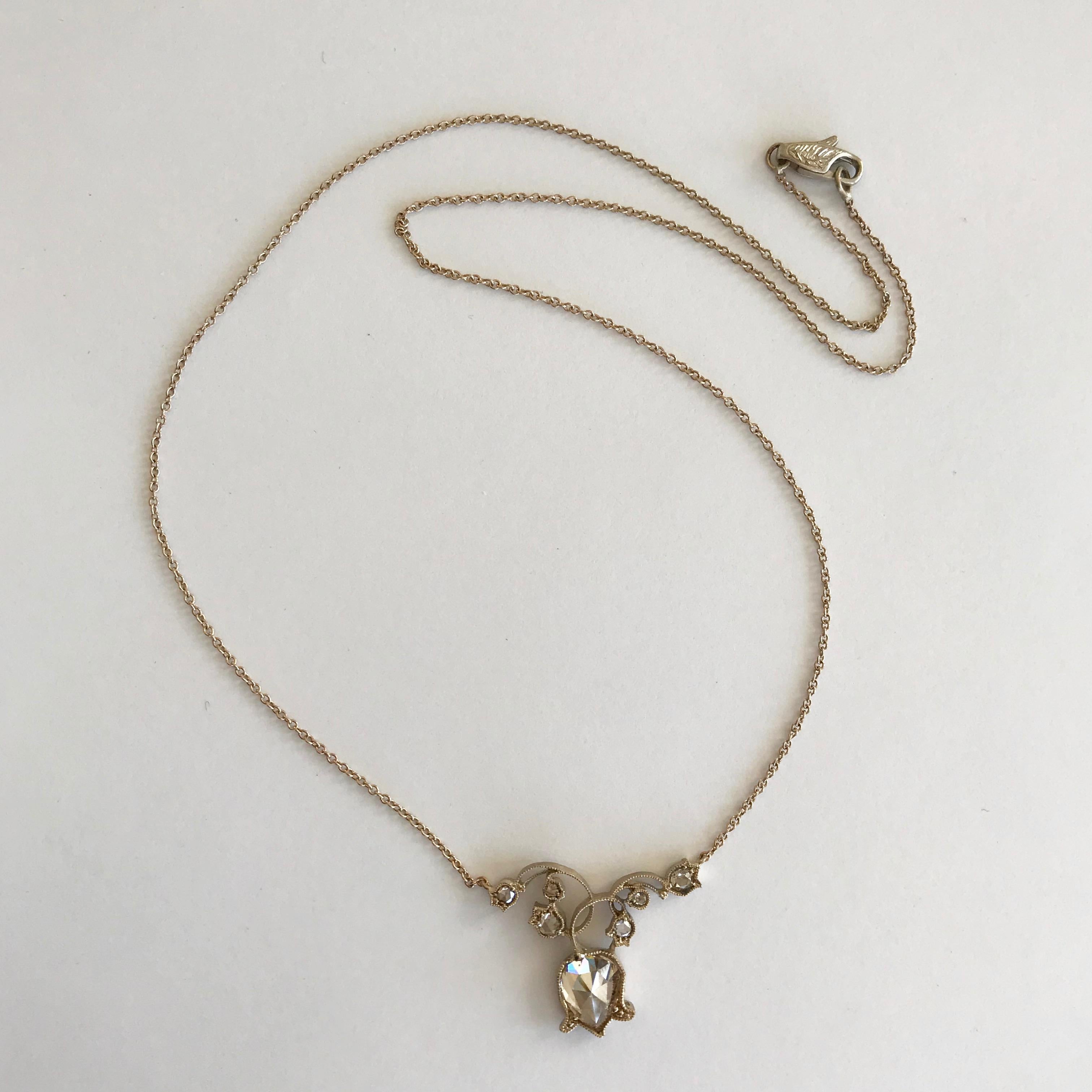 Dalben 1.5 Carat Pear Shape Diamond White Gold Necklace In New Condition For Sale In Como, IT