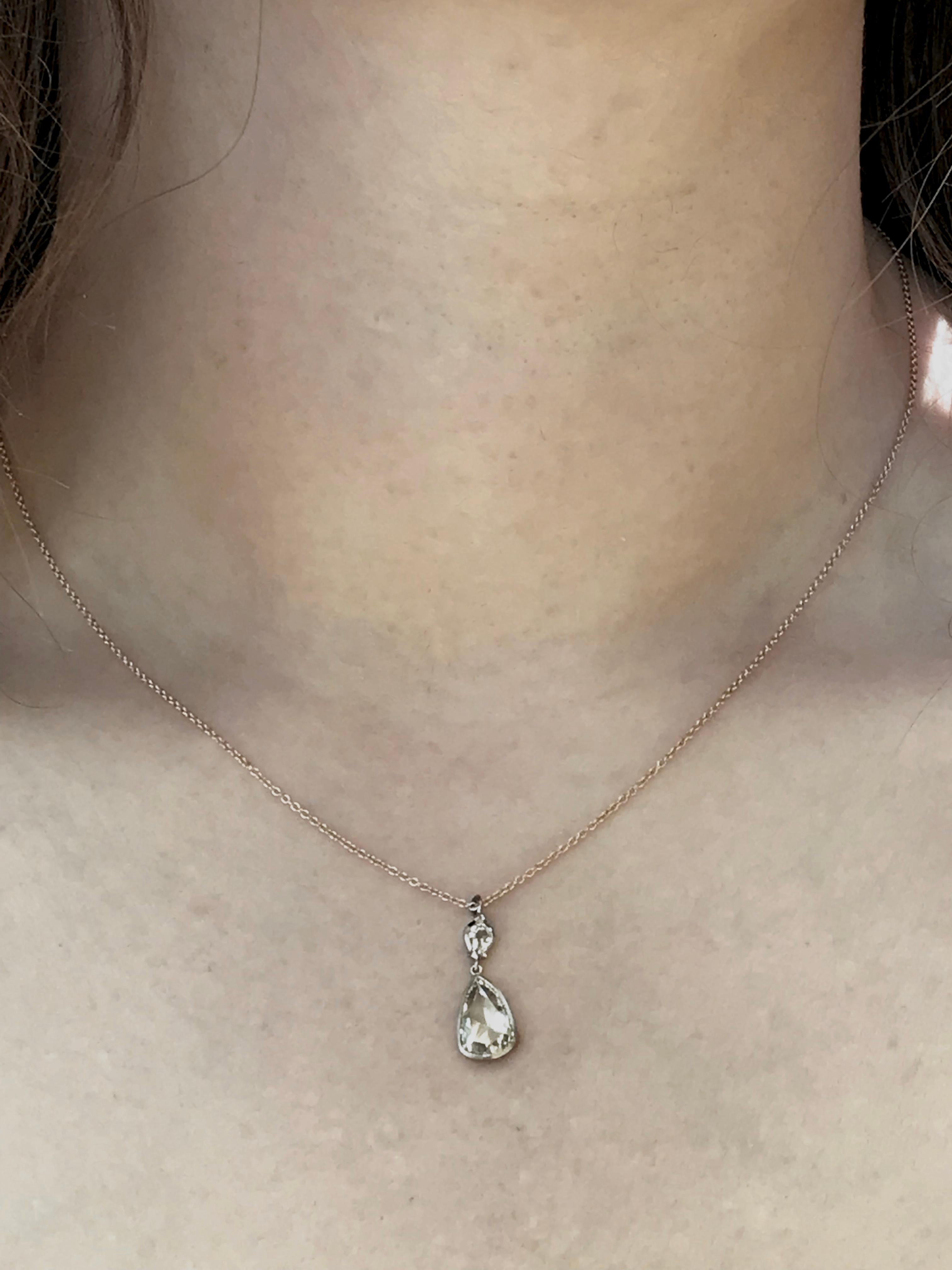 Dalben 1.2 Carat Pear Shape Diamond White Gold Necklace In New Condition For Sale In Como, IT