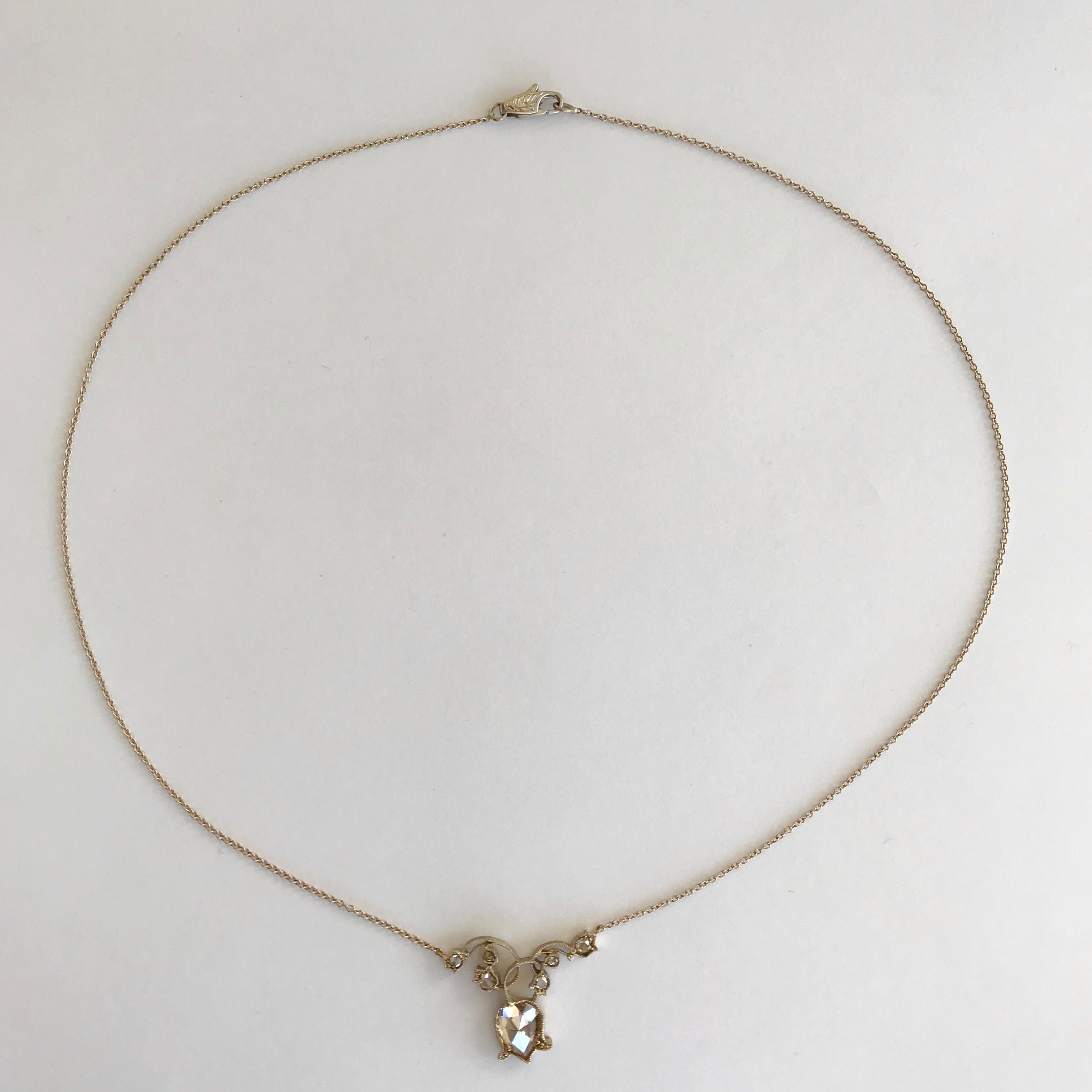Dalben 1.5 Carat Pear Shape Diamond White Gold Necklace For Sale 2