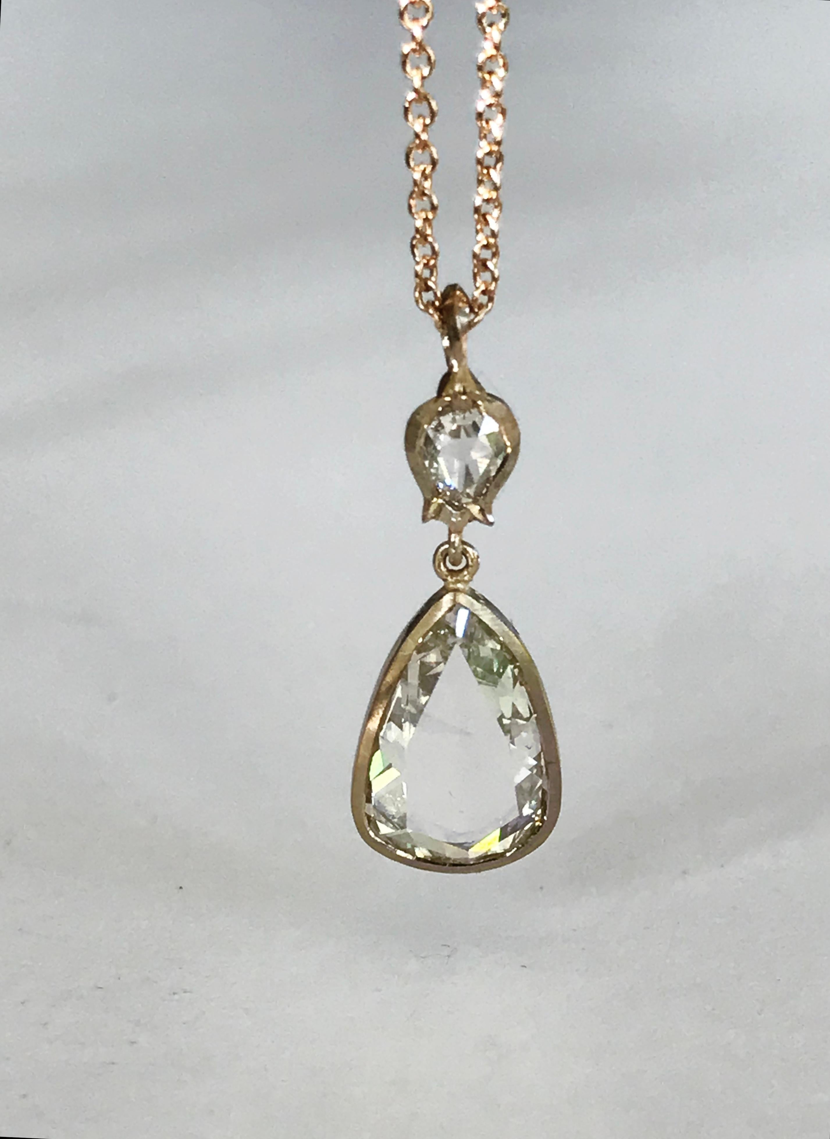 Dalben 1.2 Carat Pear Shape Diamond White Gold Necklace For Sale 3