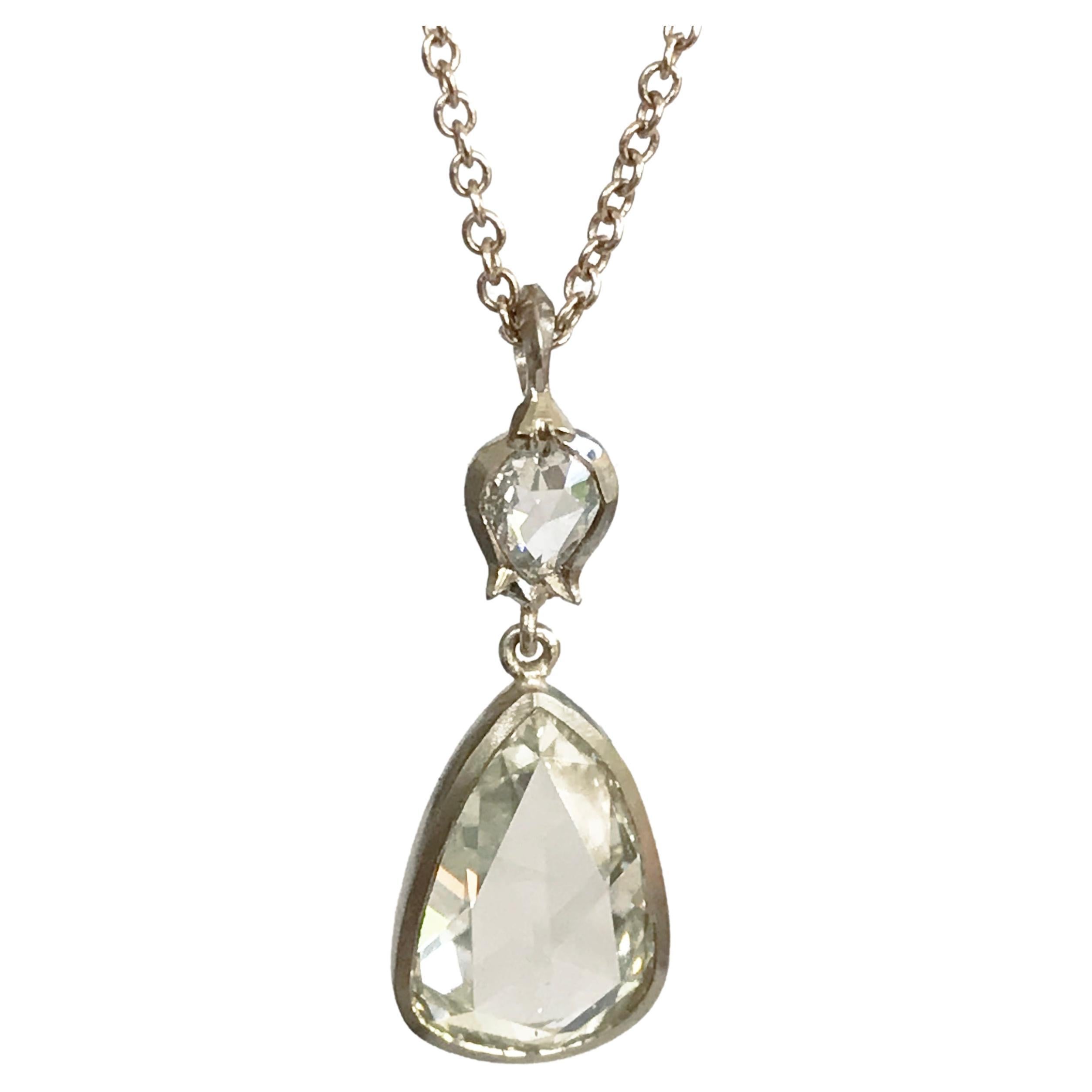 Dalben 1.2 Carat Pear Shape Diamond White Gold Necklace For Sale