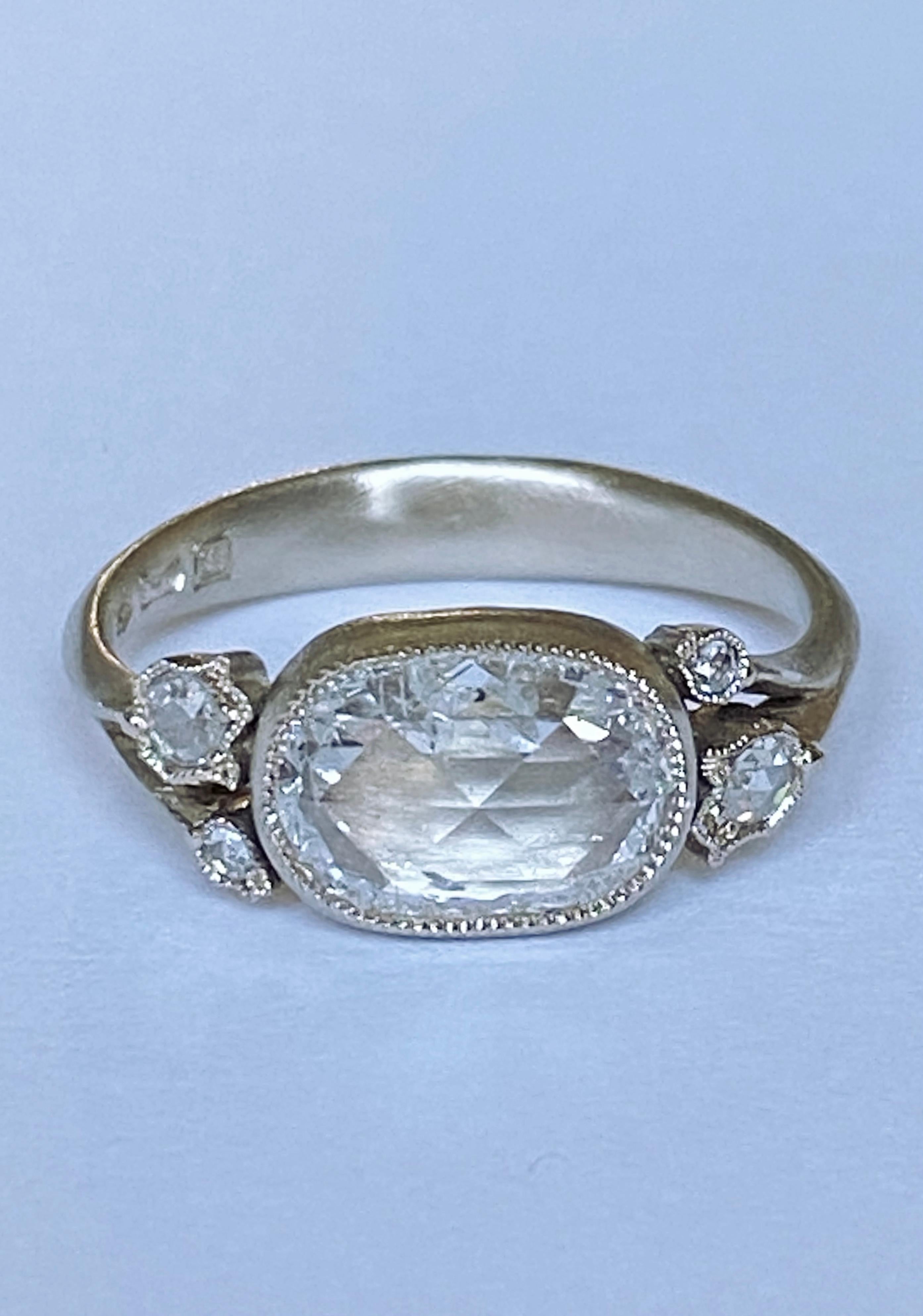 Dalben 1,51 Karat Kissenform Diamantring mit Rosenschliff Gold 5